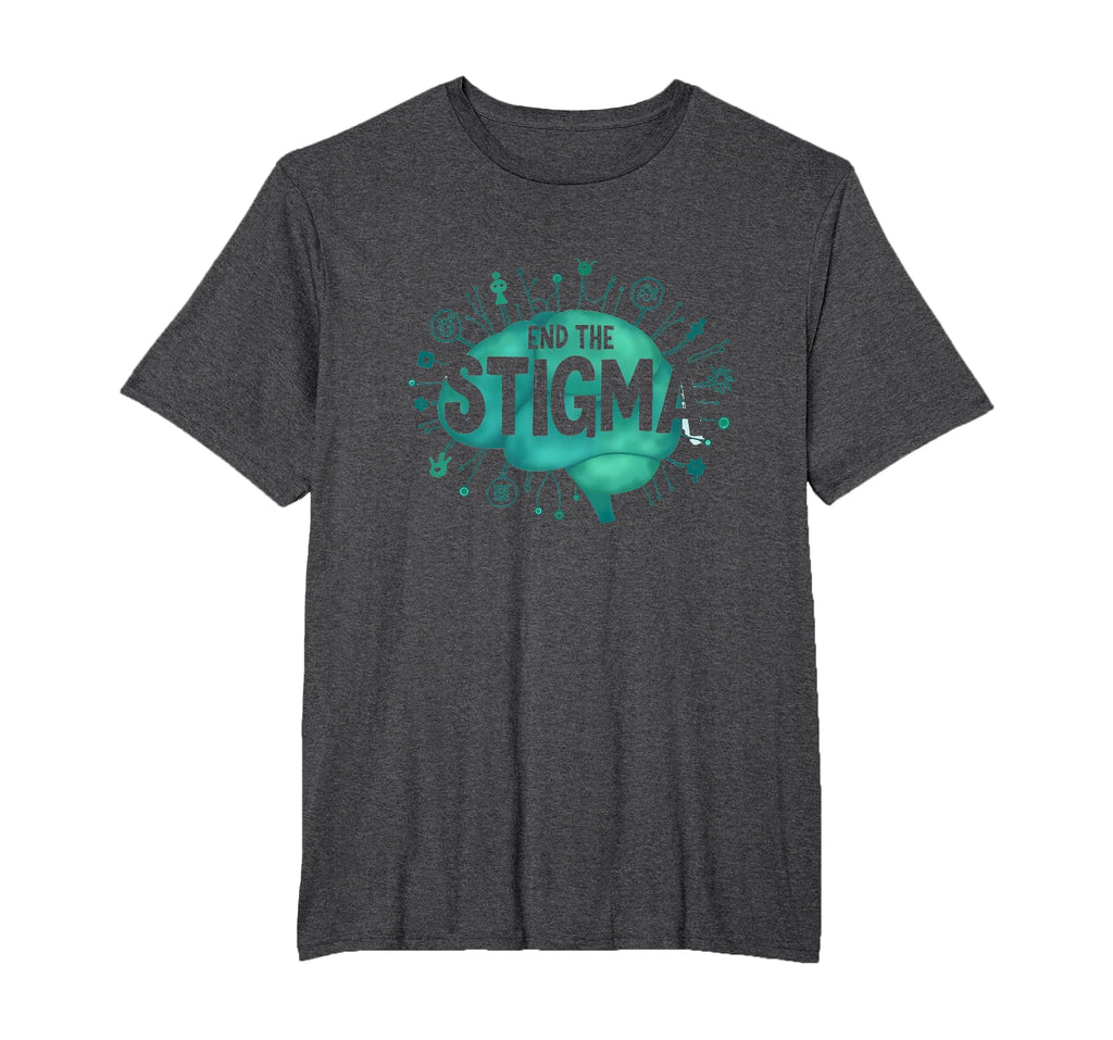 End Stigma Mental Health Awareness Brain T-Shirt - Trendy Graphic Unisex - T-Shirt, Sweatshirt, Hoodie