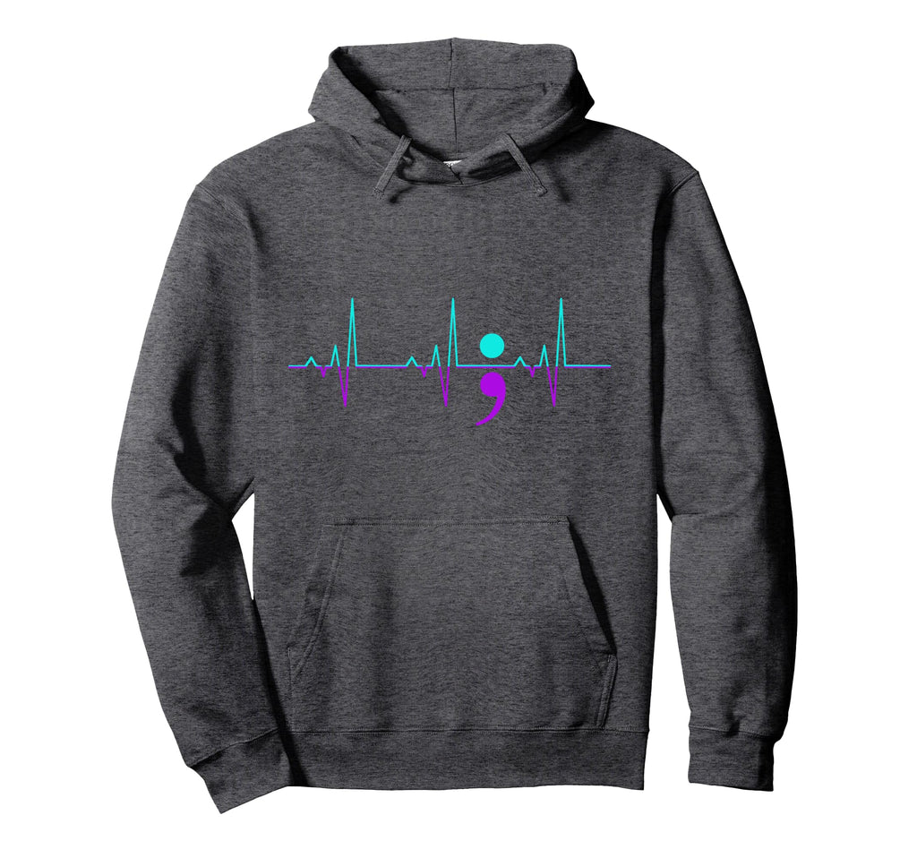 Suicide Awareness Heartbeat Happy Hoodie - Novelty Apparel for Adults - T-Shirt, Sweatshirt, Hoodie