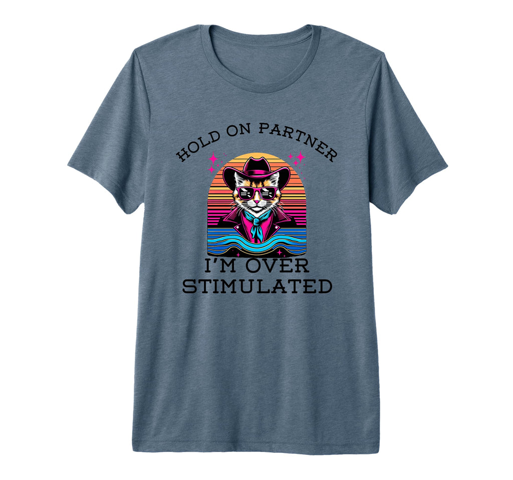 Hold Partner Im Overstimulated Funny T-Shirt - Aesthetic Graphic Unisex - T-Shirt, Sweatshirt, Hoodie