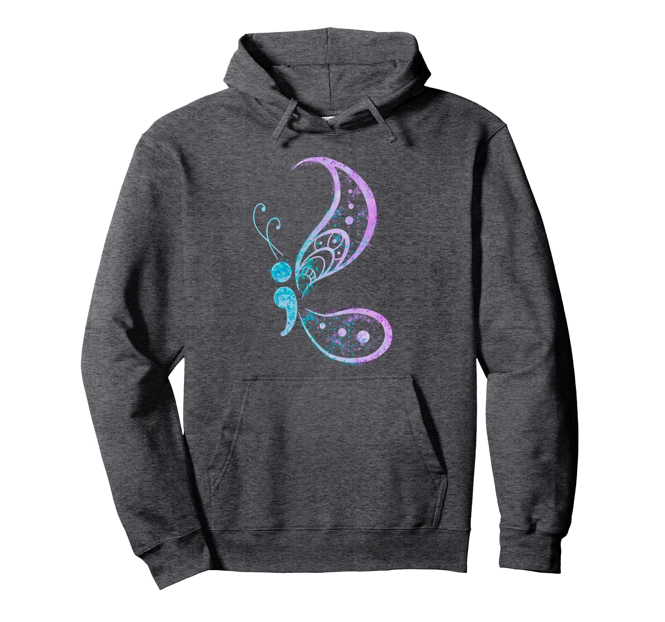 Semicolon Butterfly Semi Colon Tattoo Hoodie - Novelty Apparel Men Women - T-Shirt, Sweatshirt, Hoodie