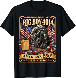 Vintage Big Boy 4014 Train 4th of July Retro US Flag for Men T-Shirt Unisex T-shirt, Sweatshirt, Hoodie, Long Sleeve Tee - T-Shirt, Sweatshirt, Hoodie
