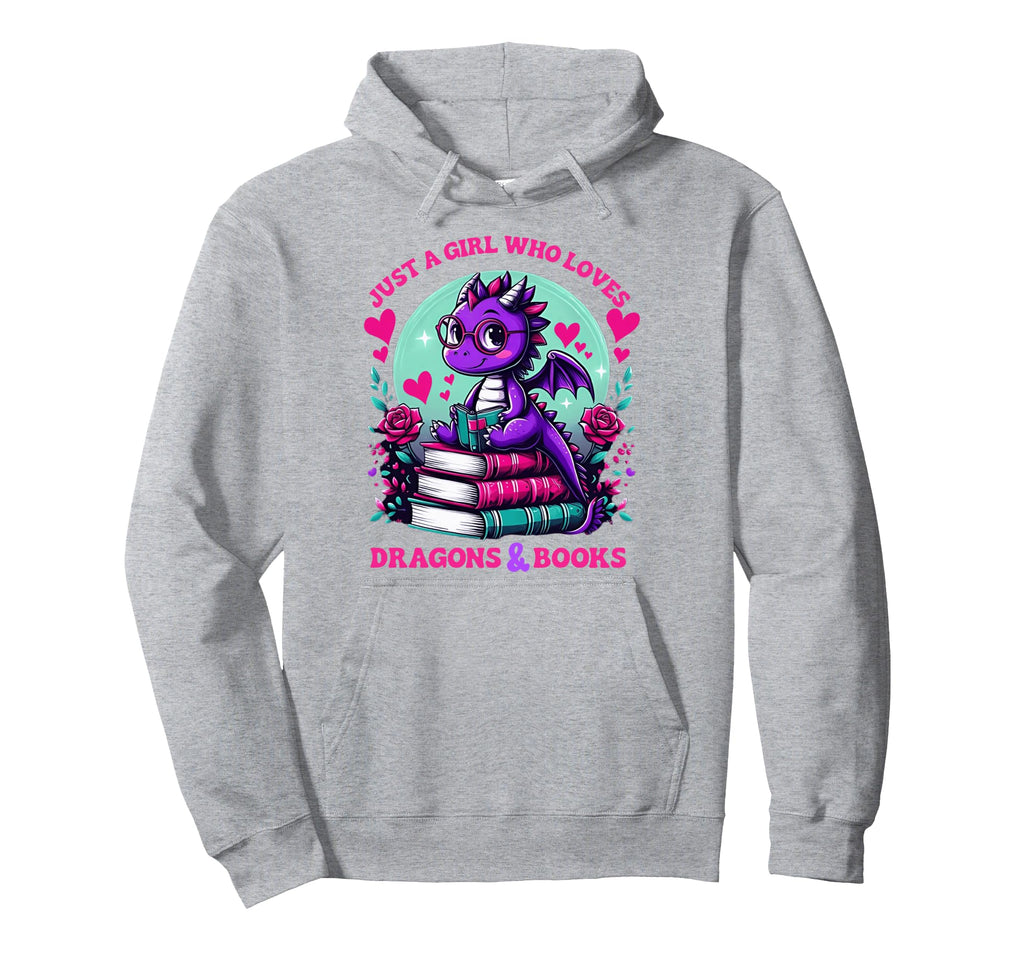 Just Who Loves Dragons And Books Dragon Hoodie - Unique Graphic Unisex - T-Shirt, Sweatshirt, Hoodie