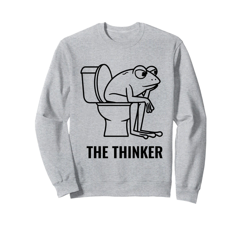 Funny Minimalist Frog Thinker Meme Sweatshirt - Minimalist Print Unisex - T-Shirt, Sweatshirt, Hoodie