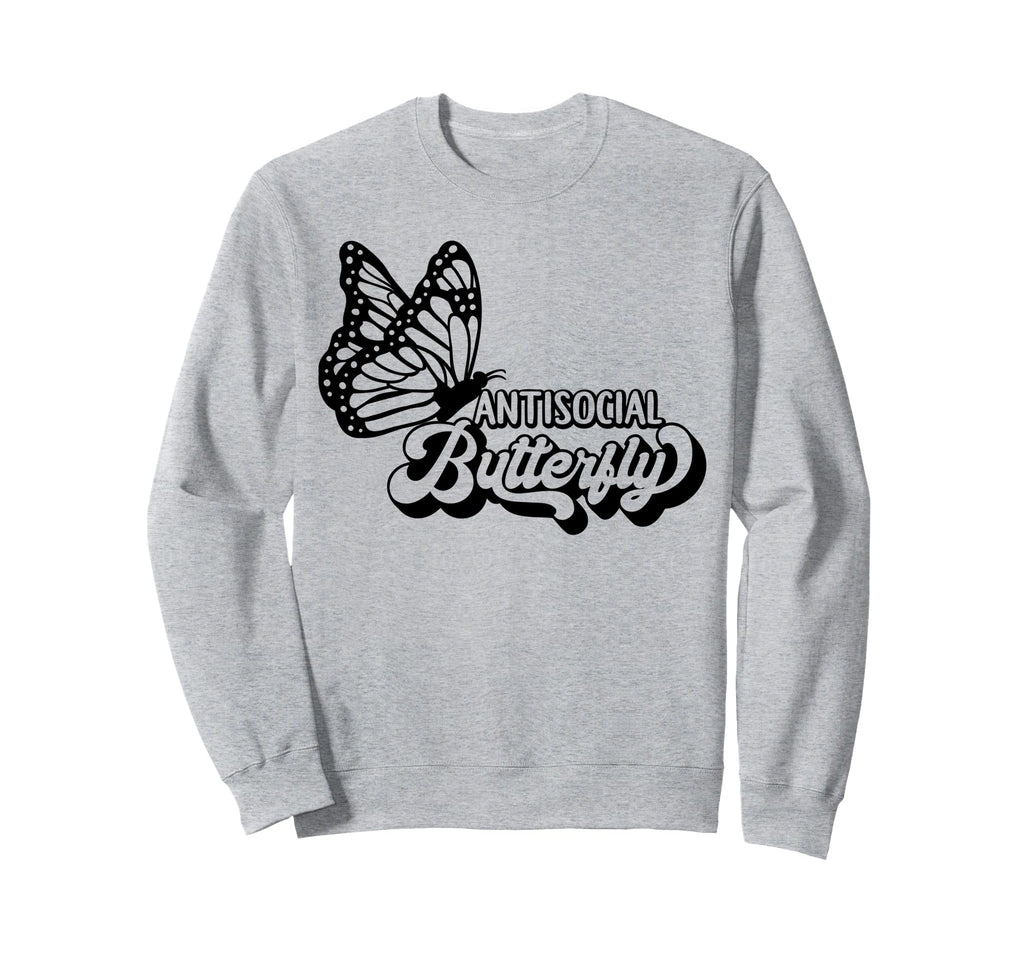 Antisocial Butterfly Sweatshirt - Minimalist Print Men Women - T-Shirt, Sweatshirt, Hoodie
