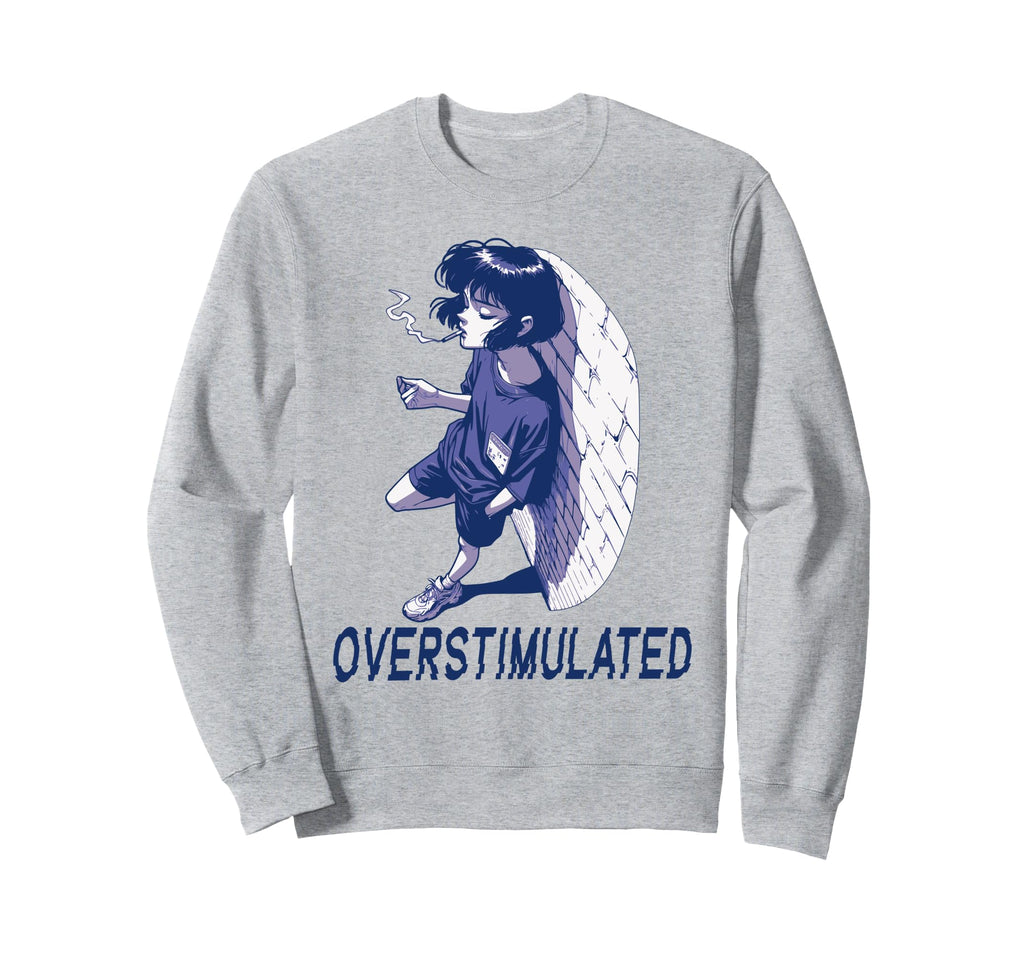 Funny Overstimulated Anime Sweatshirt - Minimalist Print Unisex - T-Shirt, Sweatshirt, Hoodie