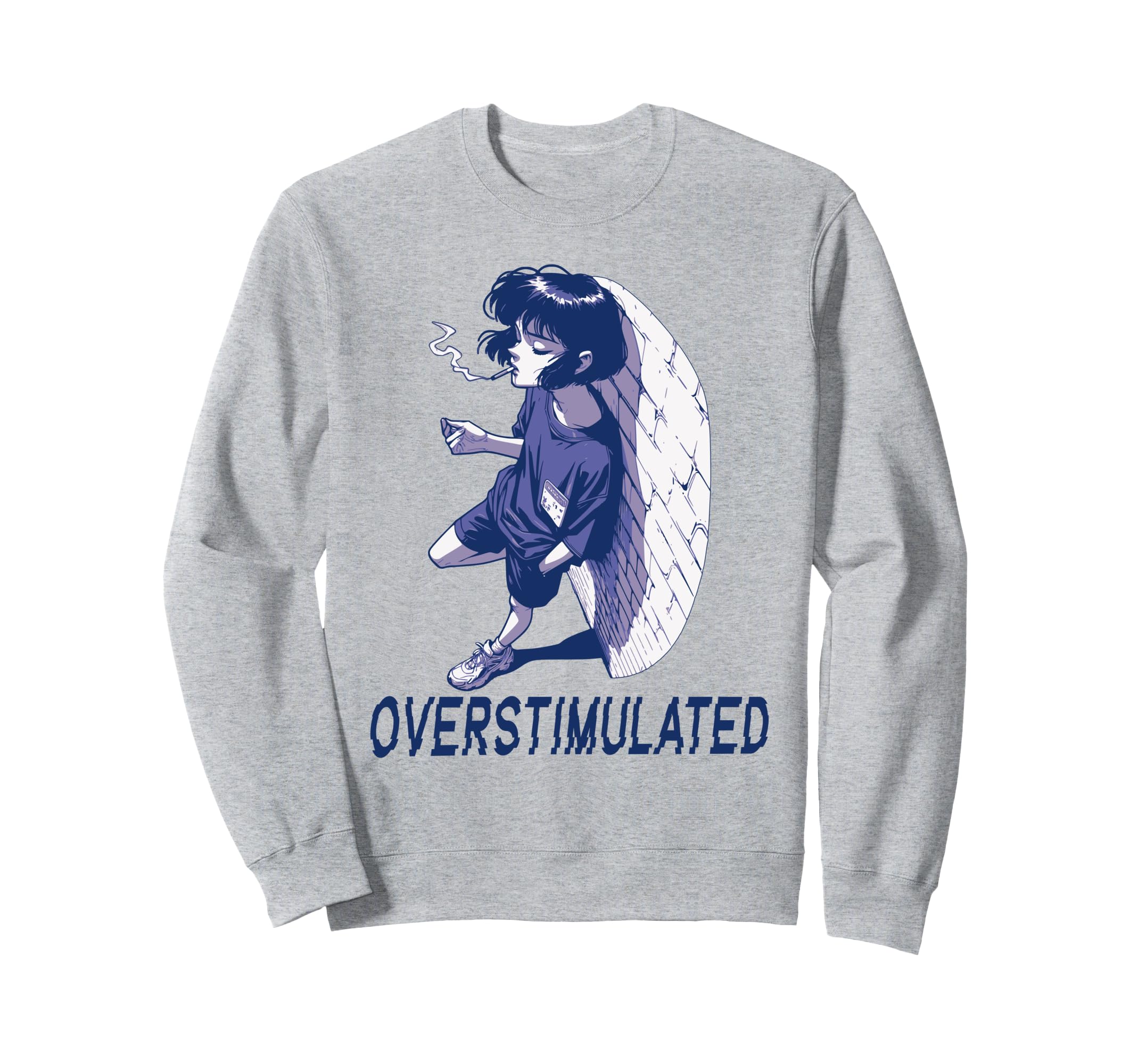 Funny Overstimulated Anime Sweatshirt - Minimalist Print Unisex - T-Shirt, Sweatshirt, Hoodie