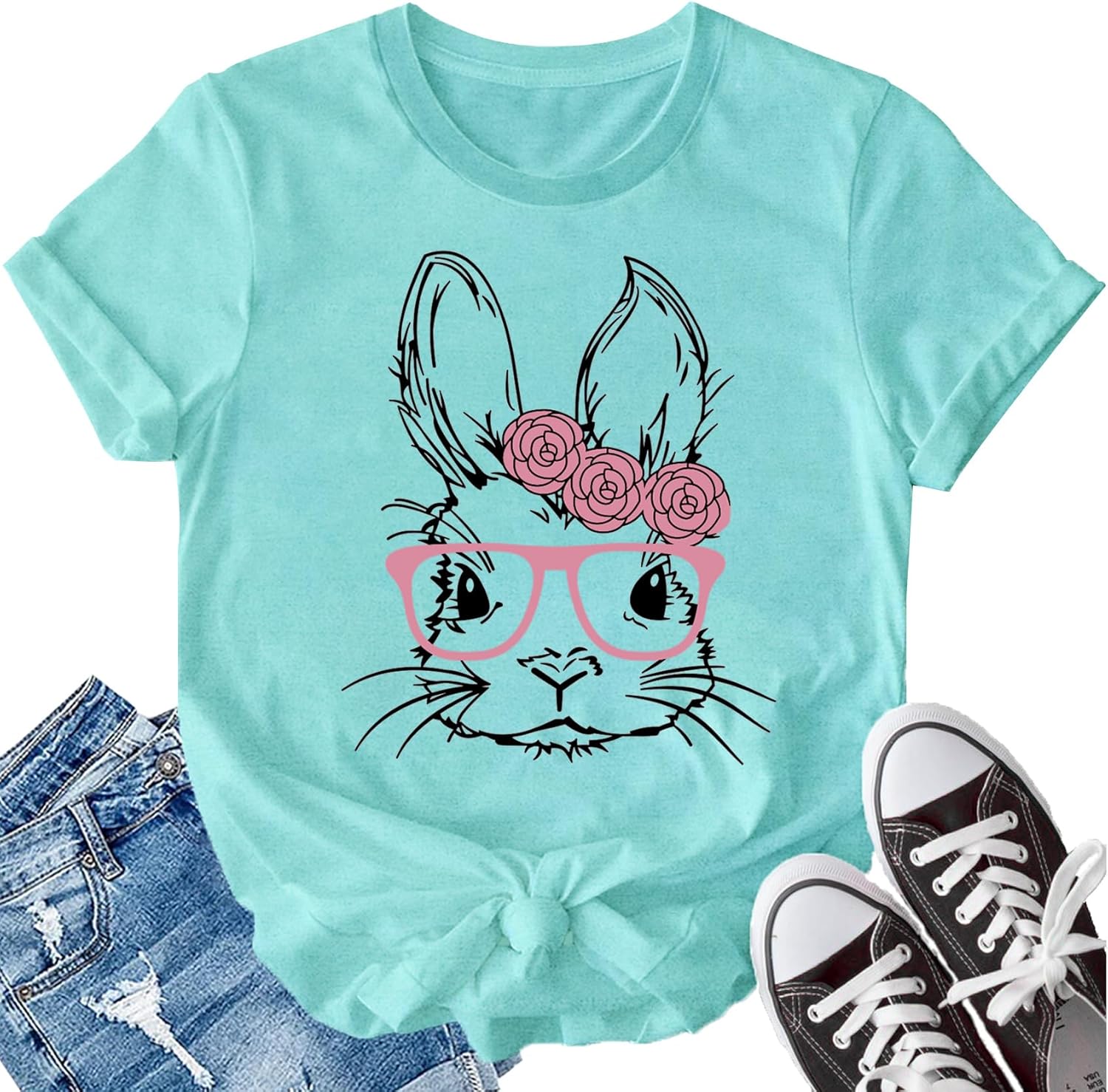 LBP Easter Day Shirt for Women Happy Easter Bunny T-Shirt Rabbit Graphic Tee Tops Unisex T-shirt, Sweatshirt, Hoodie, Long Sleeve Tee - T-Shirt, Sweatshirt, Hoodie