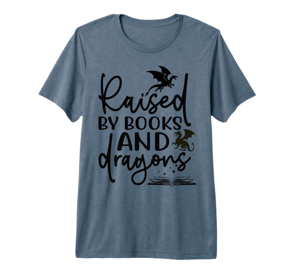 Raised Books And Dragons Fantasy Book T-Shirt - Novelty Apparel Men Women - T-Shirt, Sweatshirt, Hoodie