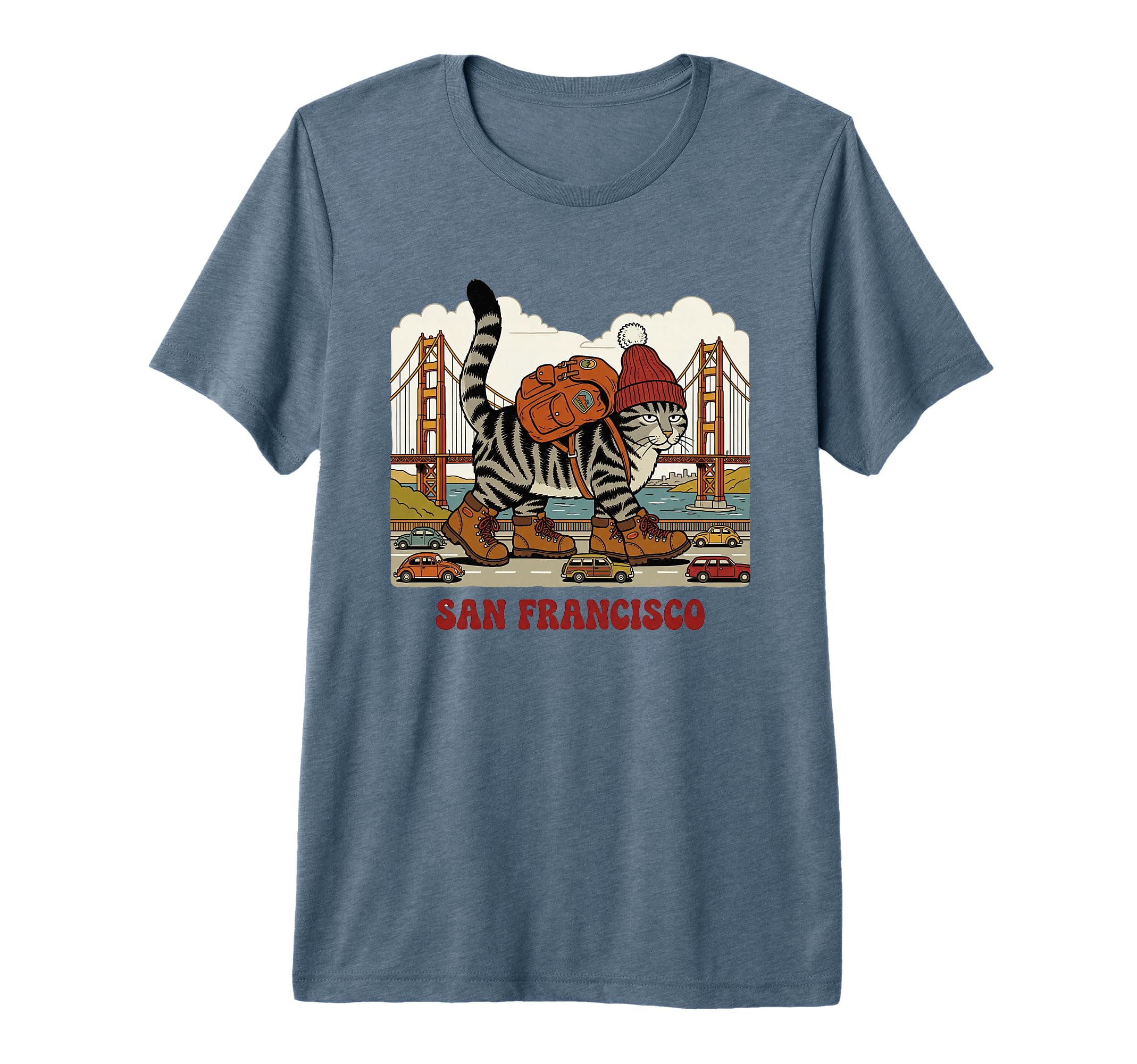San Francisco Cat Golden Gates Bridge T-Shirt - Unique Graphic for Adults - T-Shirt, Sweatshirt, Hoodie