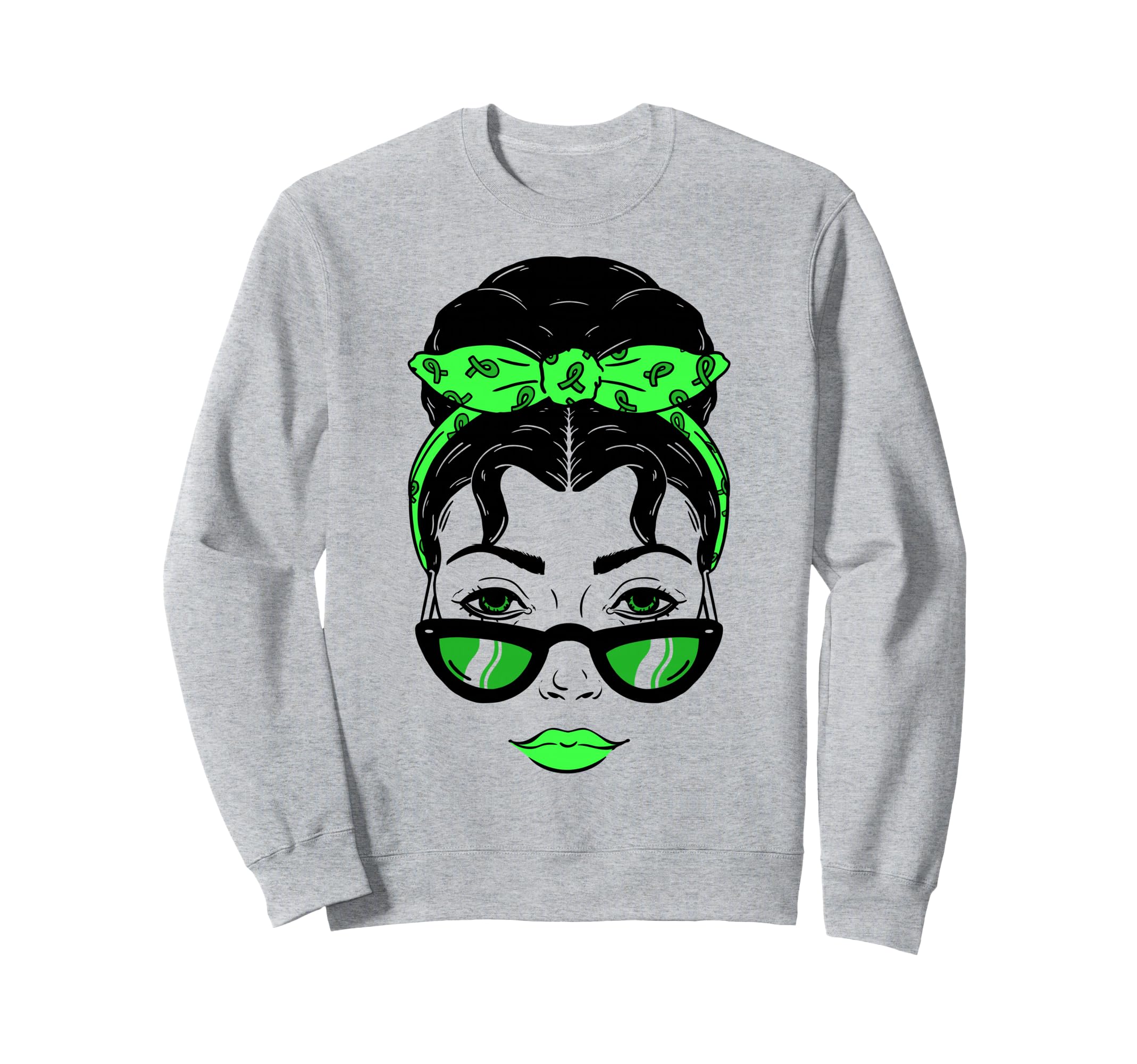 Mental Health Warrior Messy Bun Sweatshirt - Fun Novelty Design for Adults - T-Shirt, Sweatshirt, Hoodie