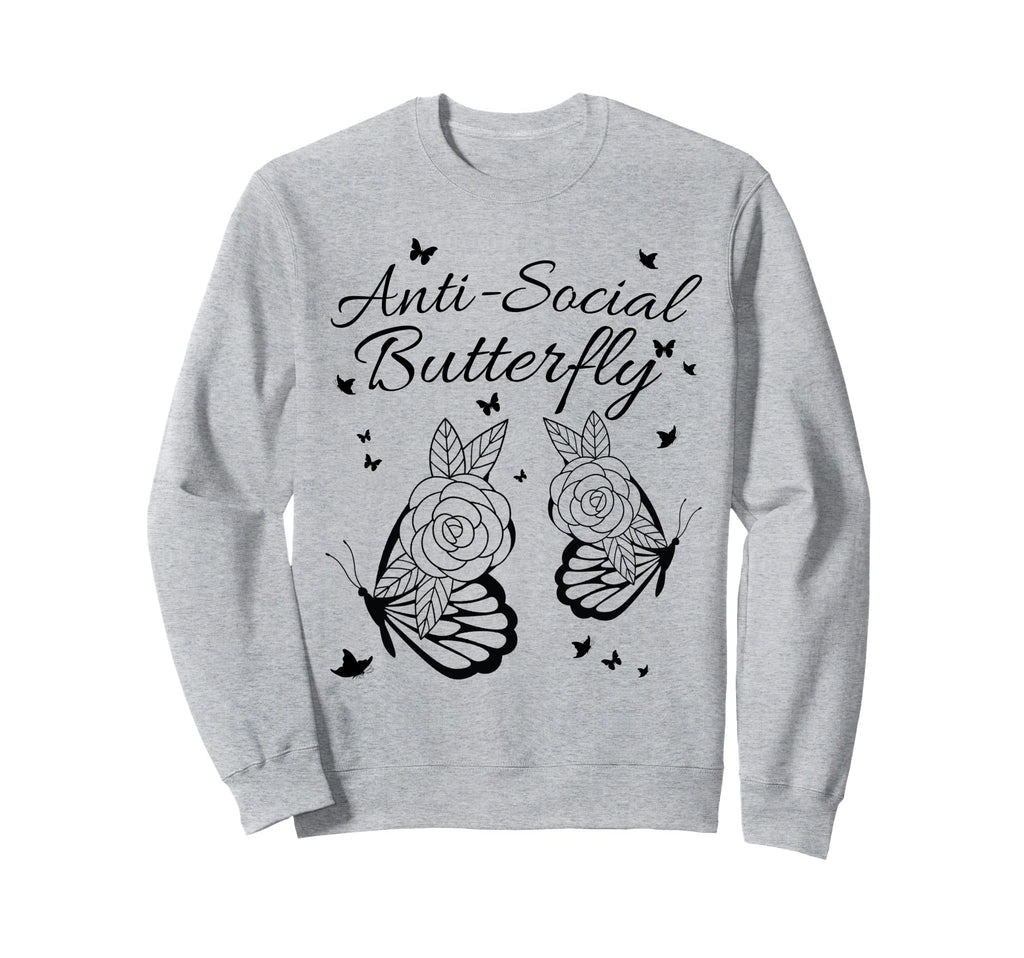Anti Social Butterfly Simple Sweatshirt - Graphic Print for Adults - T-Shirt, Sweatshirt, Hoodie