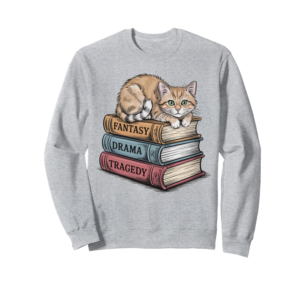Fantasy Drama Tragedy Cat Book Lover Sweatshirt - Custom Art Print Unisex - T-Shirt, Sweatshirt, Hoodie