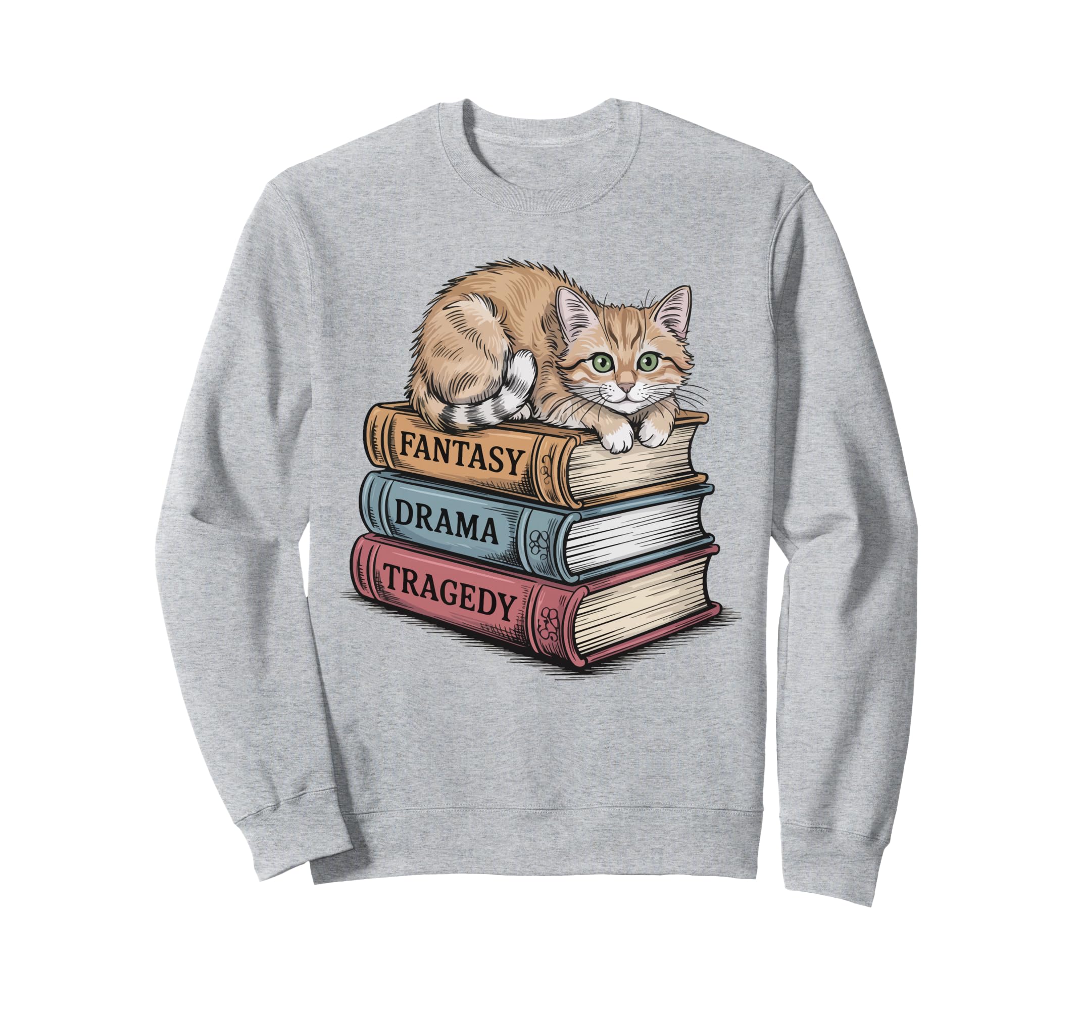 Fantasy Drama Tragedy Cat Book Lover Sweatshirt - Custom Art Print Unisex - T-Shirt, Sweatshirt, Hoodie