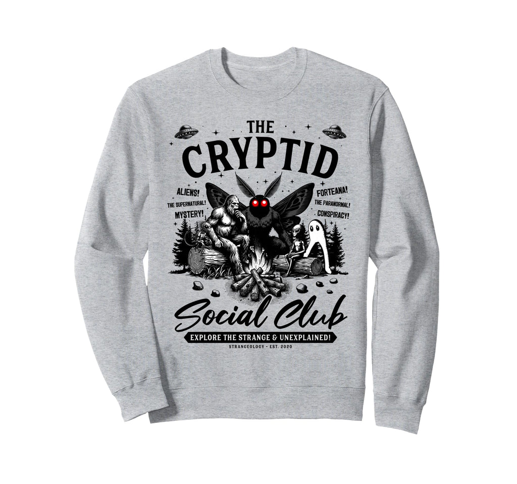 Cryptid Social Club Bigfoot Mothman Sweatshirt - Graphic Print for Adults - T-Shirt, Sweatshirt, Hoodie