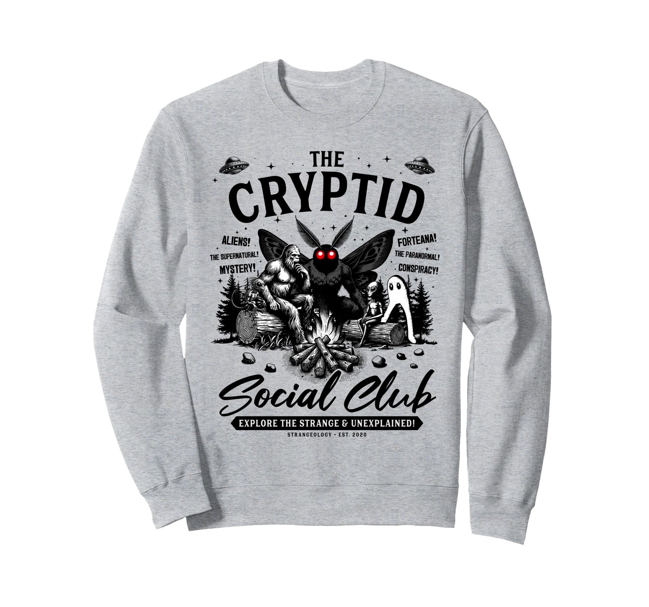 Cryptid Social Club Bigfoot Mothman Sweatshirt - Graphic Print for Adults - T-Shirt, Sweatshirt, Hoodie