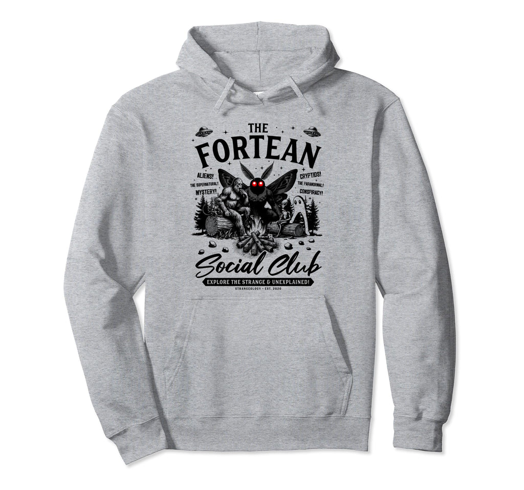 Fortean Social Club Bigfoot Mothman Hoodie - Custom Art Print for Adults - T-Shirt, Sweatshirt, Hoodie