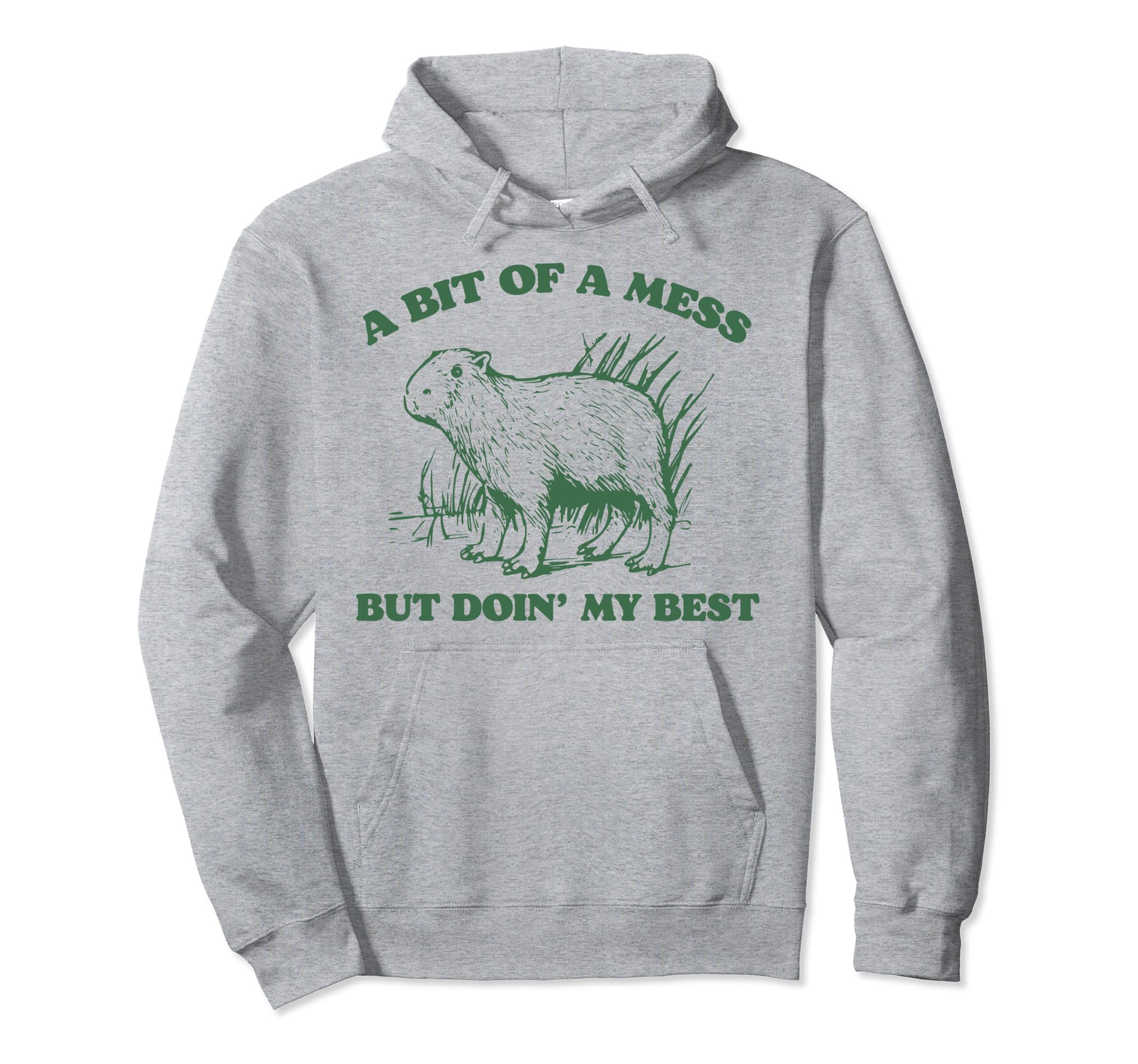 Bit Mess But Doin My Best Capybara Hoodie - Casual Everyday Wear Men Women - T-Shirt, Sweatshirt, Hoodie