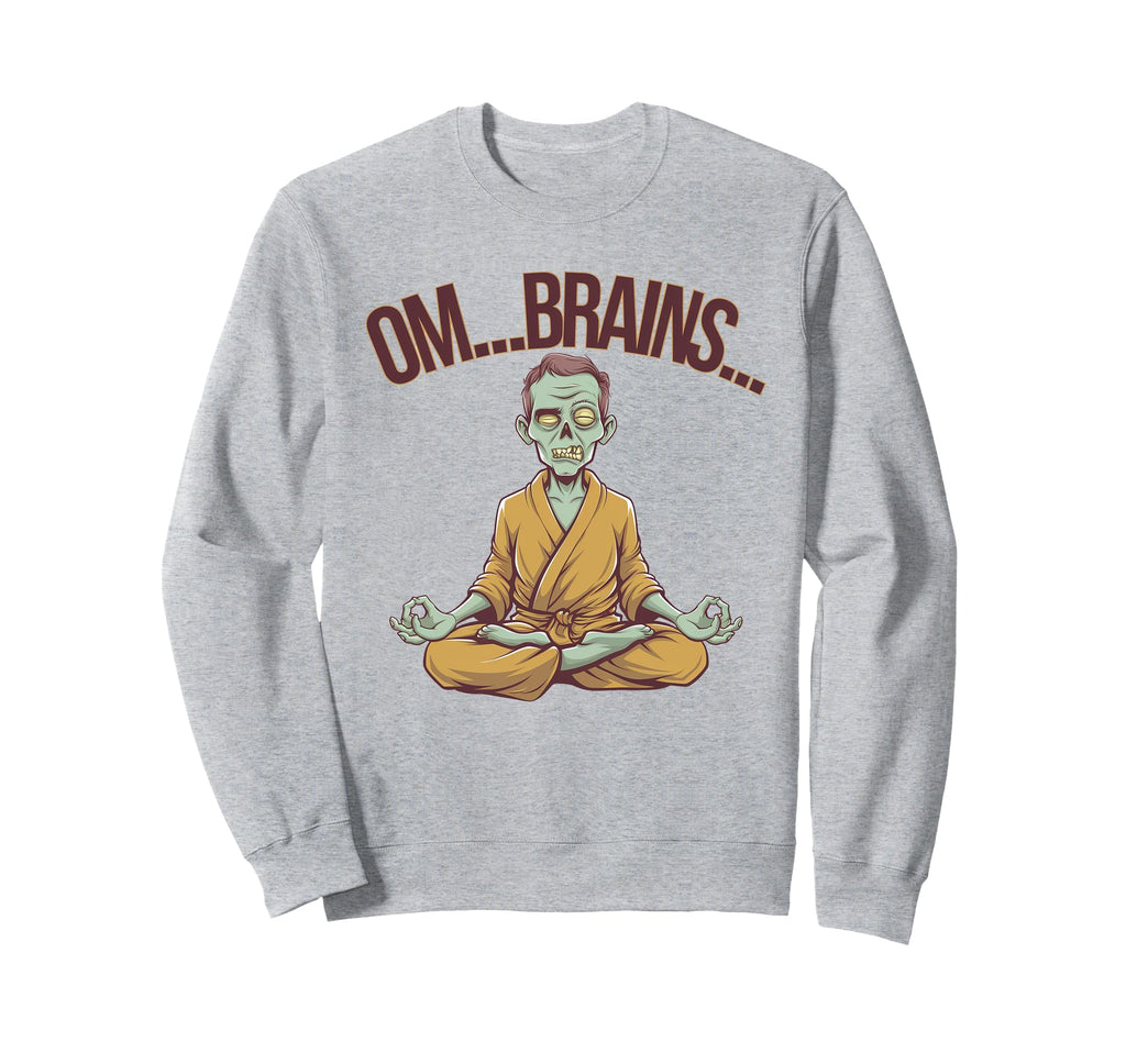 Meditating Zombie Om Brains Yoga Sweatshirt - Custom Art Print Unisex - T-Shirt, Sweatshirt, Hoodie