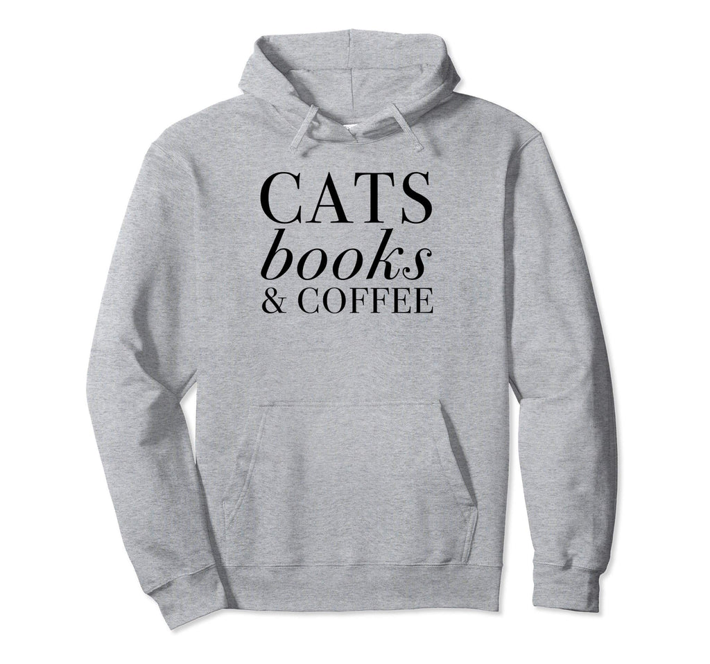 Cats Books Coffee Hoodie - Unique Graphic for Adults - T-Shirt, Sweatshirt, Hoodie