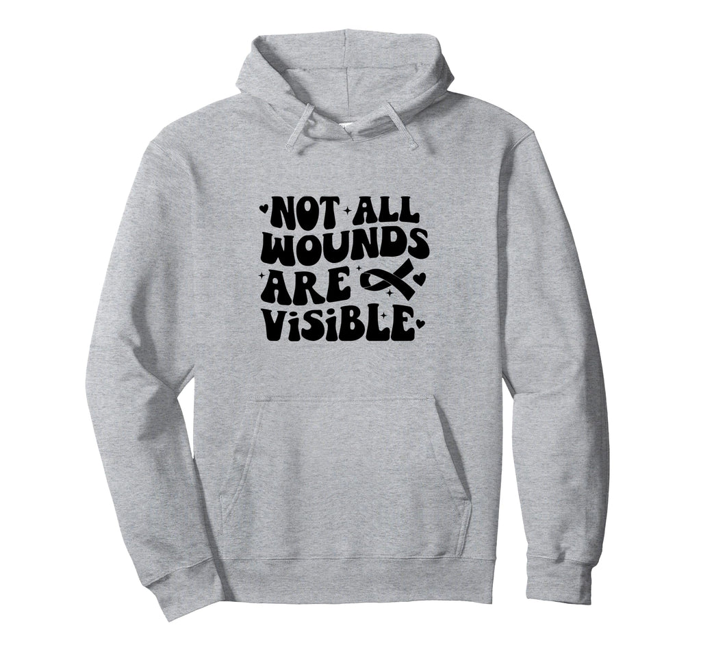 Not All Wounds Are Visible Groovy Hoodie - Aesthetic Graphic Men Women - T-Shirt, Sweatshirt, Hoodie