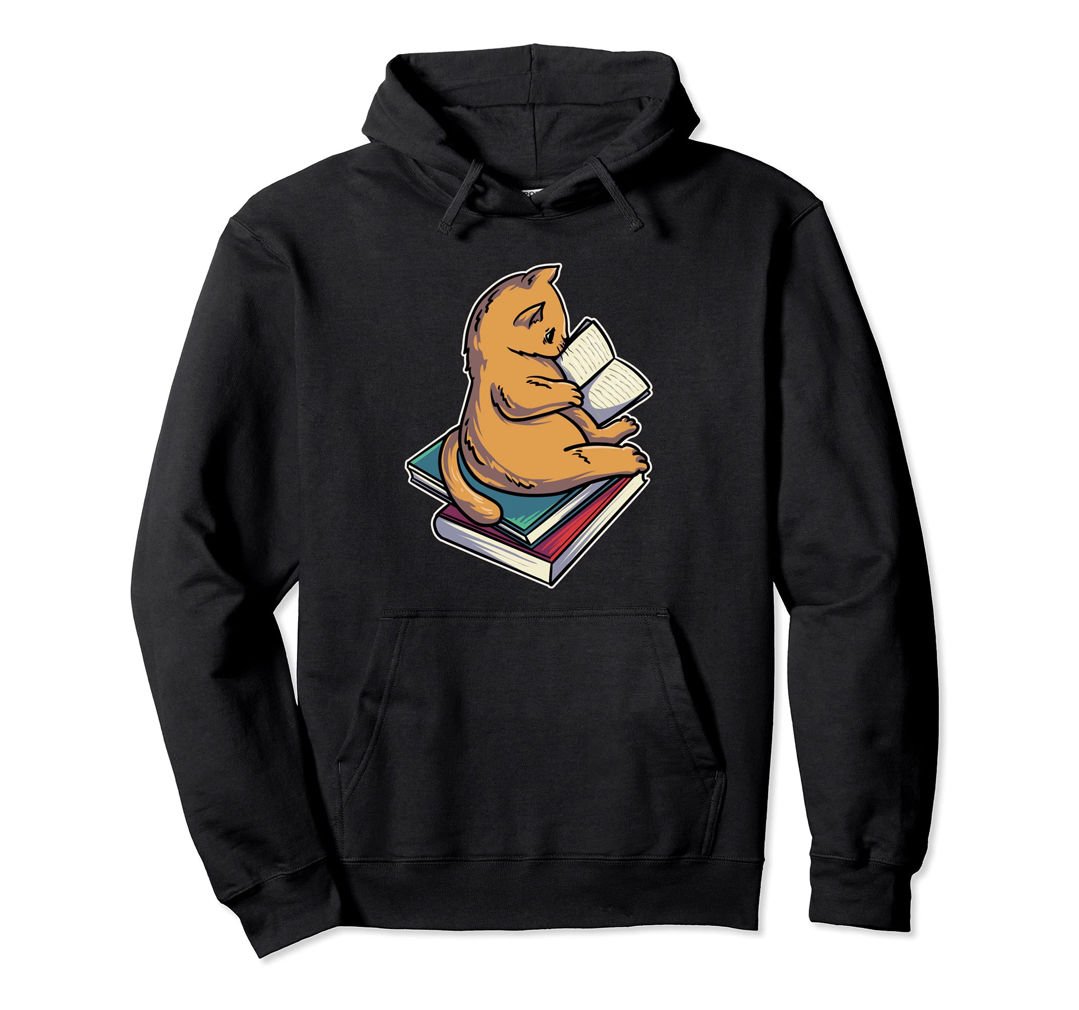 Cat Reading And Coffee Books Literature Hoodie - Graphic Print Unisex - T-Shirt, Sweatshirt, Hoodie