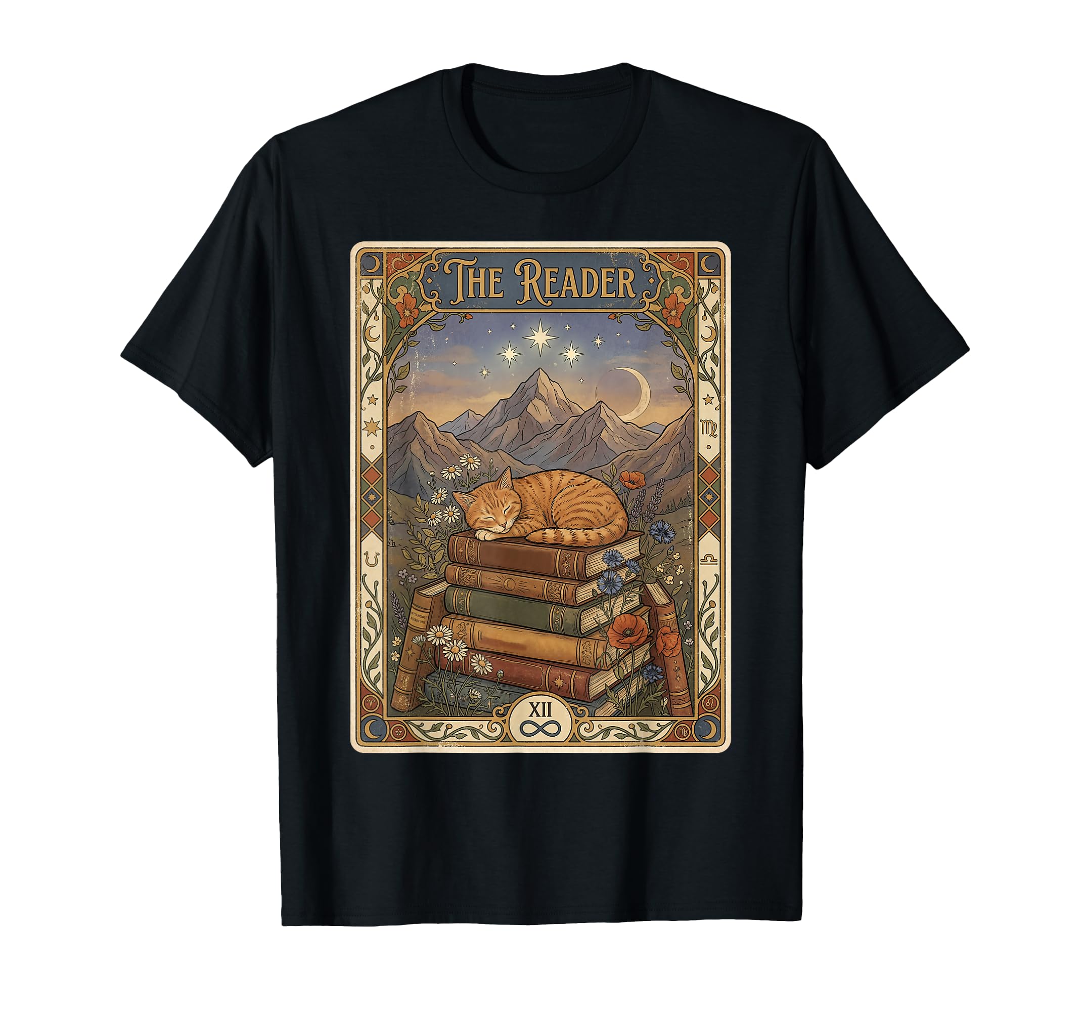 Reader Tarot Card Sleeping Cat Bookish T-Shirt - Streetwear Style Unisex - T-Shirt, Sweatshirt, Hoodie