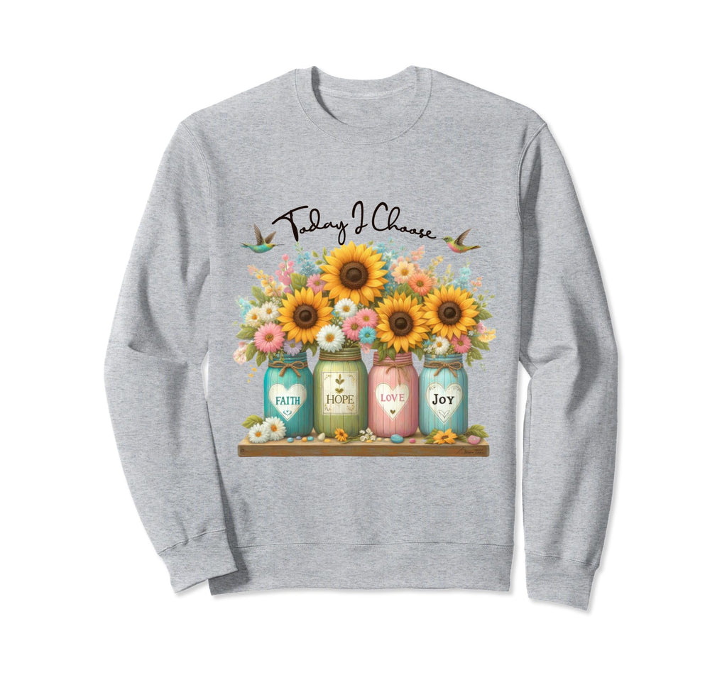 Floral Faith Hope Love Joy Mason Jar Sweatshirt - Novelty Apparel Unisex - T-Shirt, Sweatshirt, Hoodie