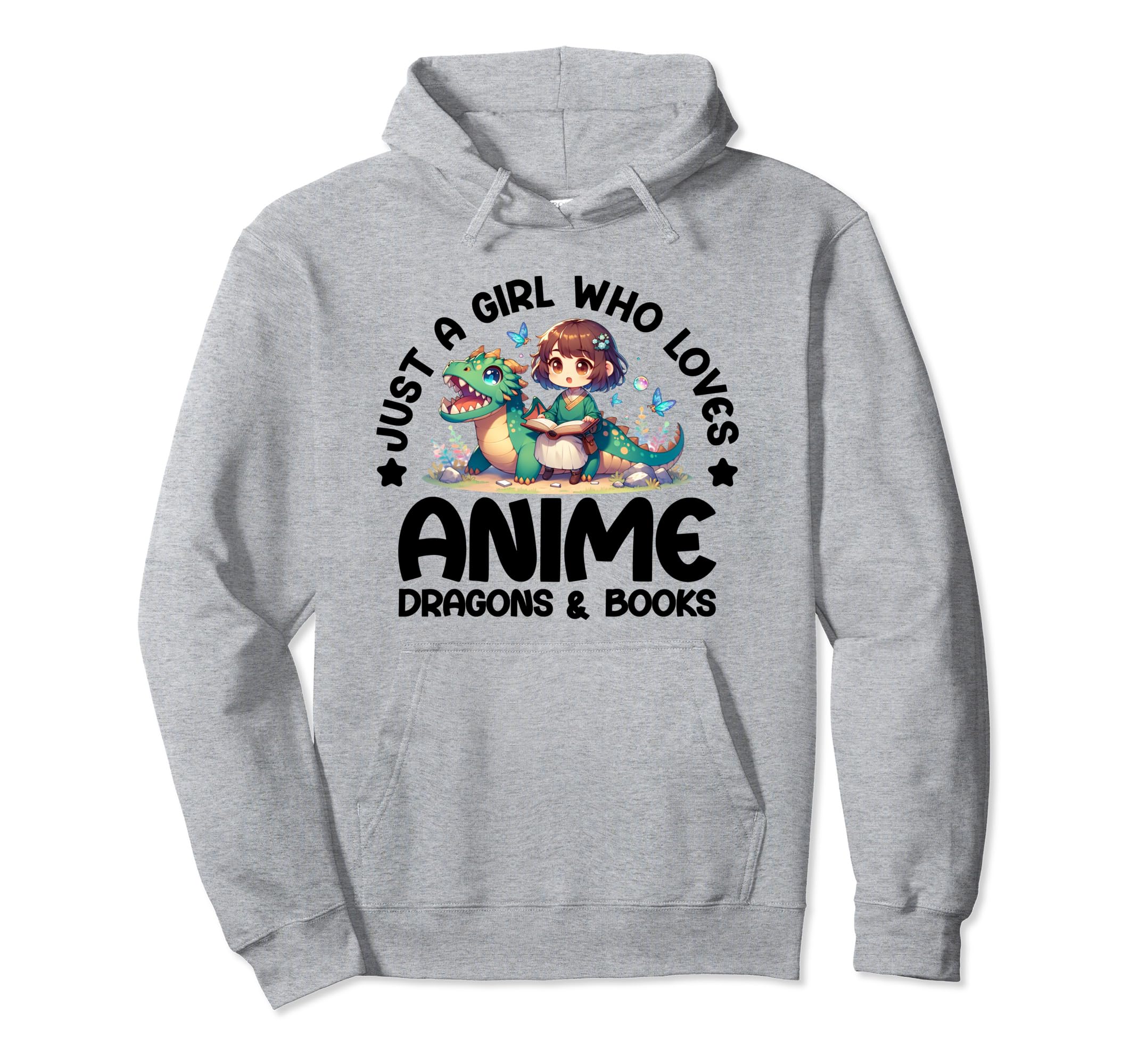 Just Who Loves Anime Dragons And Books Hoodie - Graphic Print for Adults - T-Shirt, Sweatshirt, Hoodie