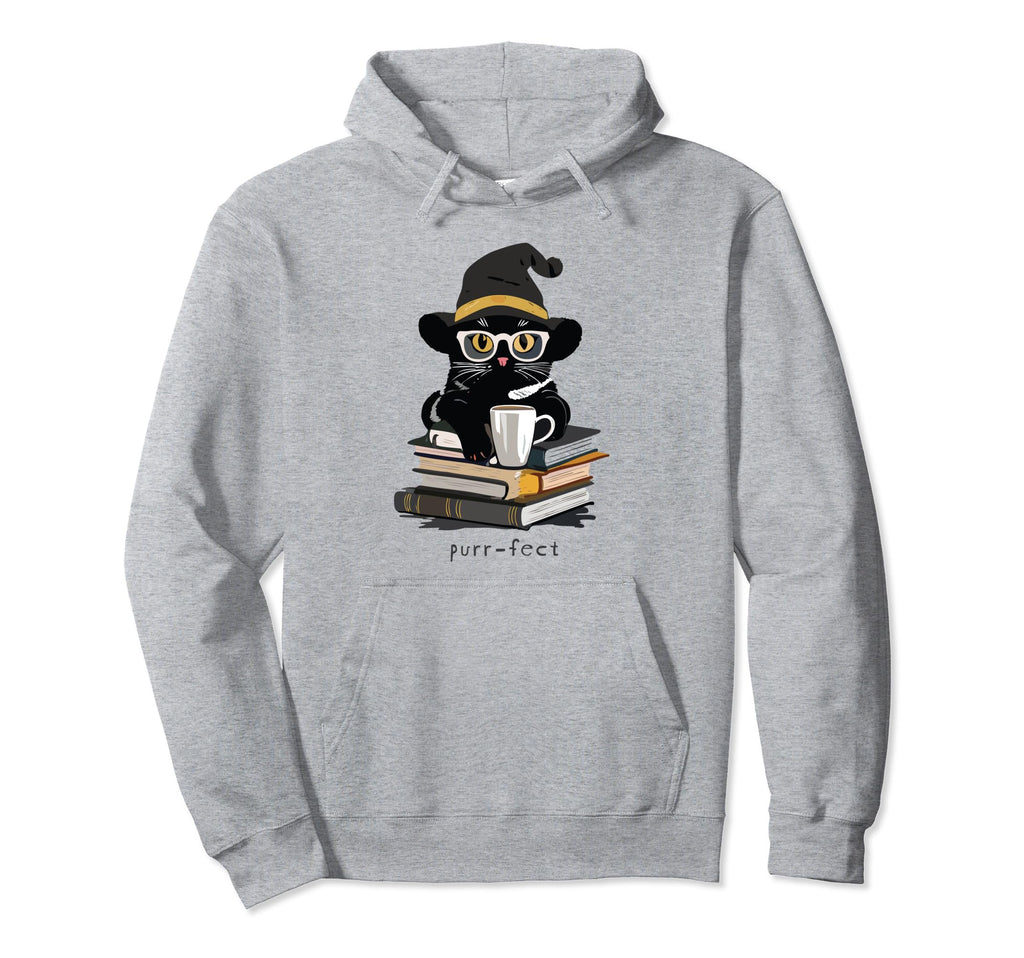 Funny Black Cat Familiar Book And Hoodie - Custom Art Print Men Women - T-Shirt, Sweatshirt, Hoodie