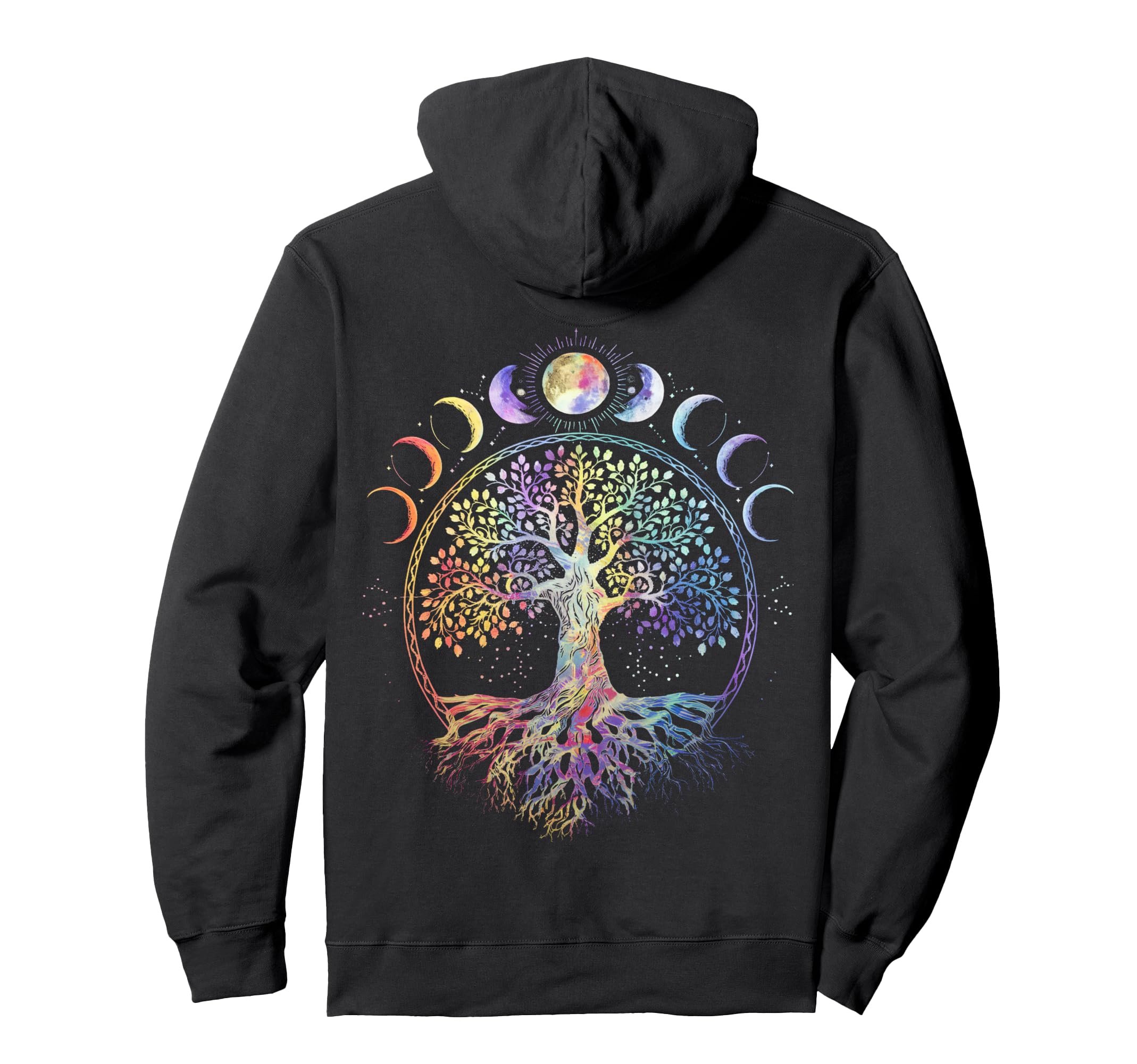 Life Tree Moon Phases Bohemian Boho 90S Hoodie - Graphic Print Men Women - T-Shirt, Sweatshirt, Hoodie