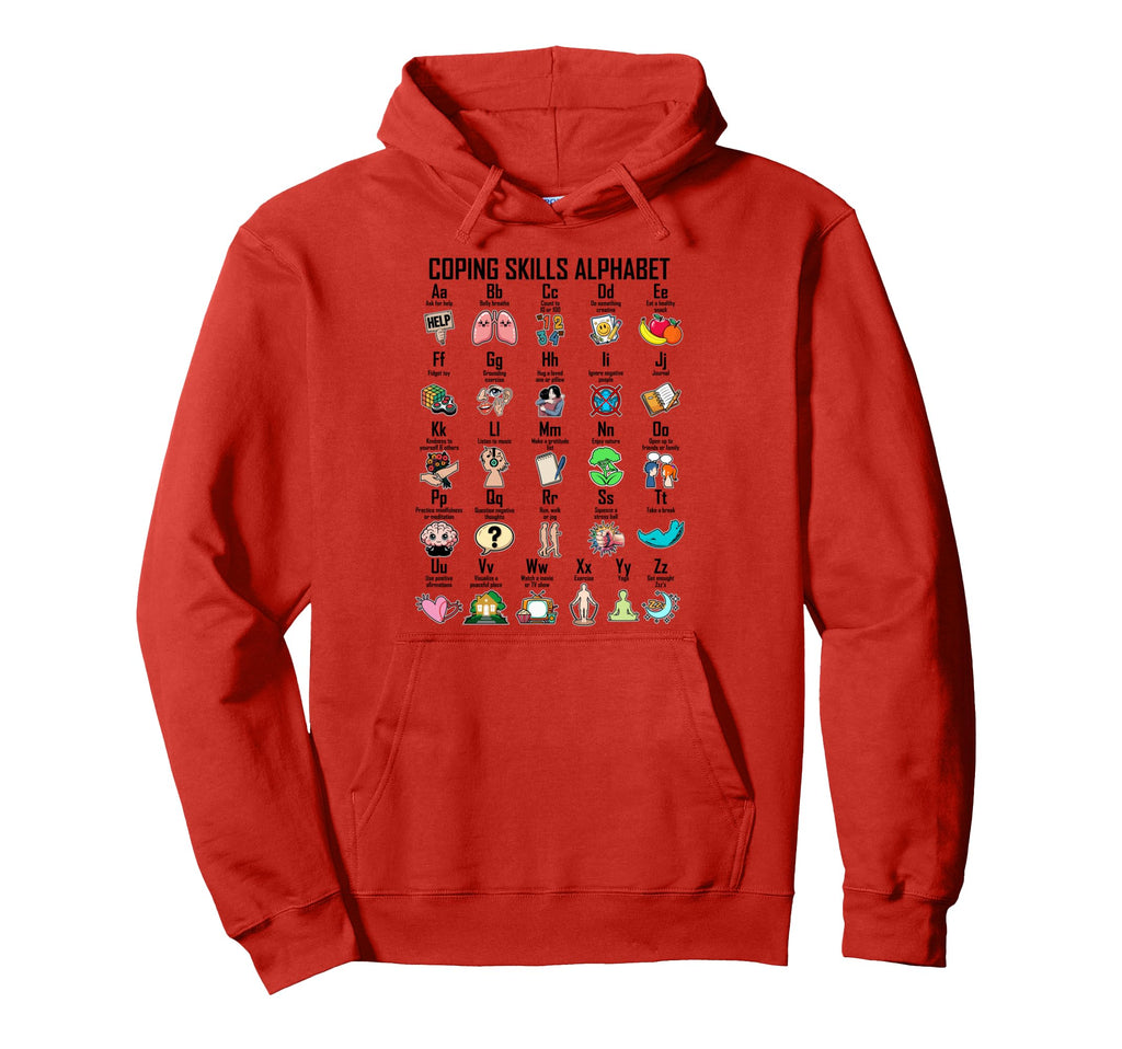 Coping Skills Alphabet Counseling Hoodie - Aesthetic Graphic for Adults - T-Shirt, Sweatshirt, Hoodie