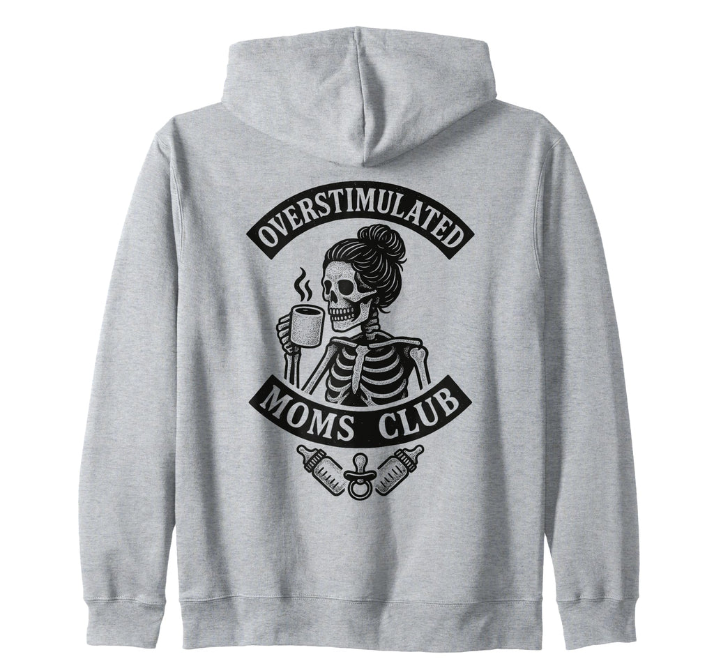Moms Club Overstimulated Groovy T-Shirt - Graphic Print Unisex - T-Shirt, Sweatshirt, Hoodie