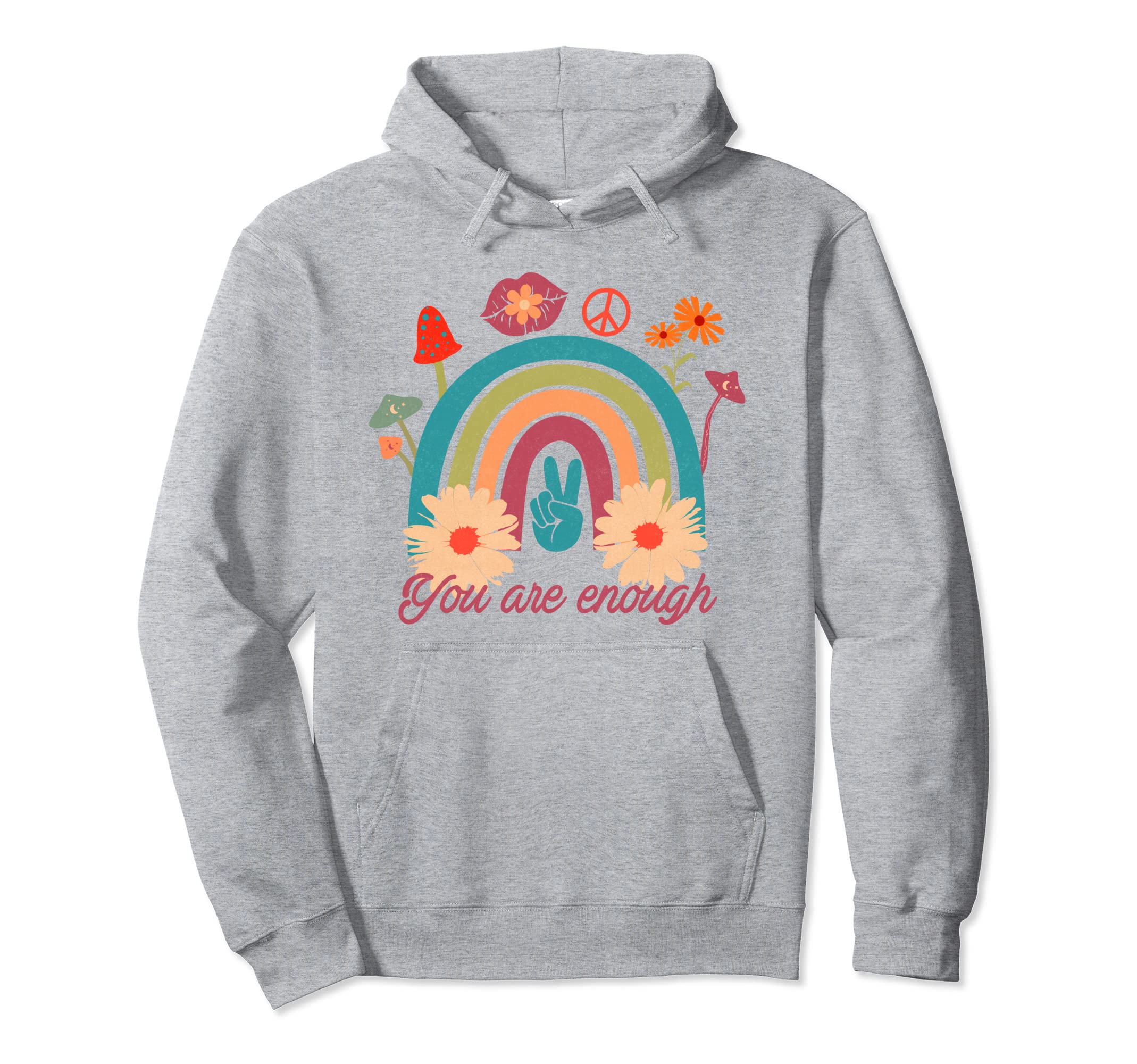 You Are Enough Modern Rainbow Mushroom Hoodie - Graphic Print Unisex - T-Shirt, Sweatshirt, Hoodie