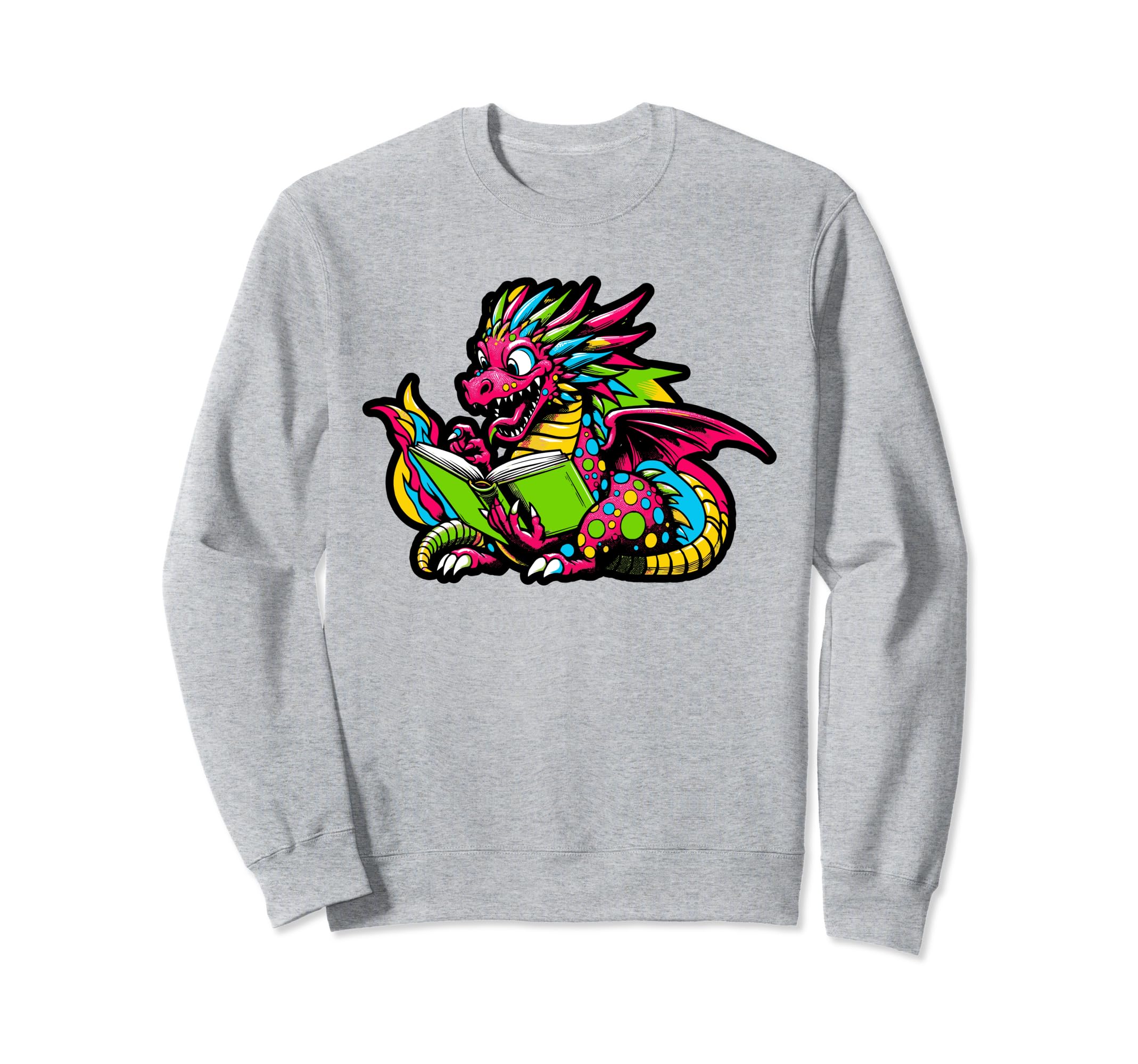 Dragon Reading Book Books Bookworm Sweatshirt - Graphic Print for Adults - T-Shirt, Sweatshirt, Hoodie