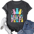 Women Happy Easter T Shirt: Bunny Rabbit Graphic T-Shirt Funny Chillin with My Shirts Short Sleeve Tops - T-Shirt, Sweatshirt, Hoodie
