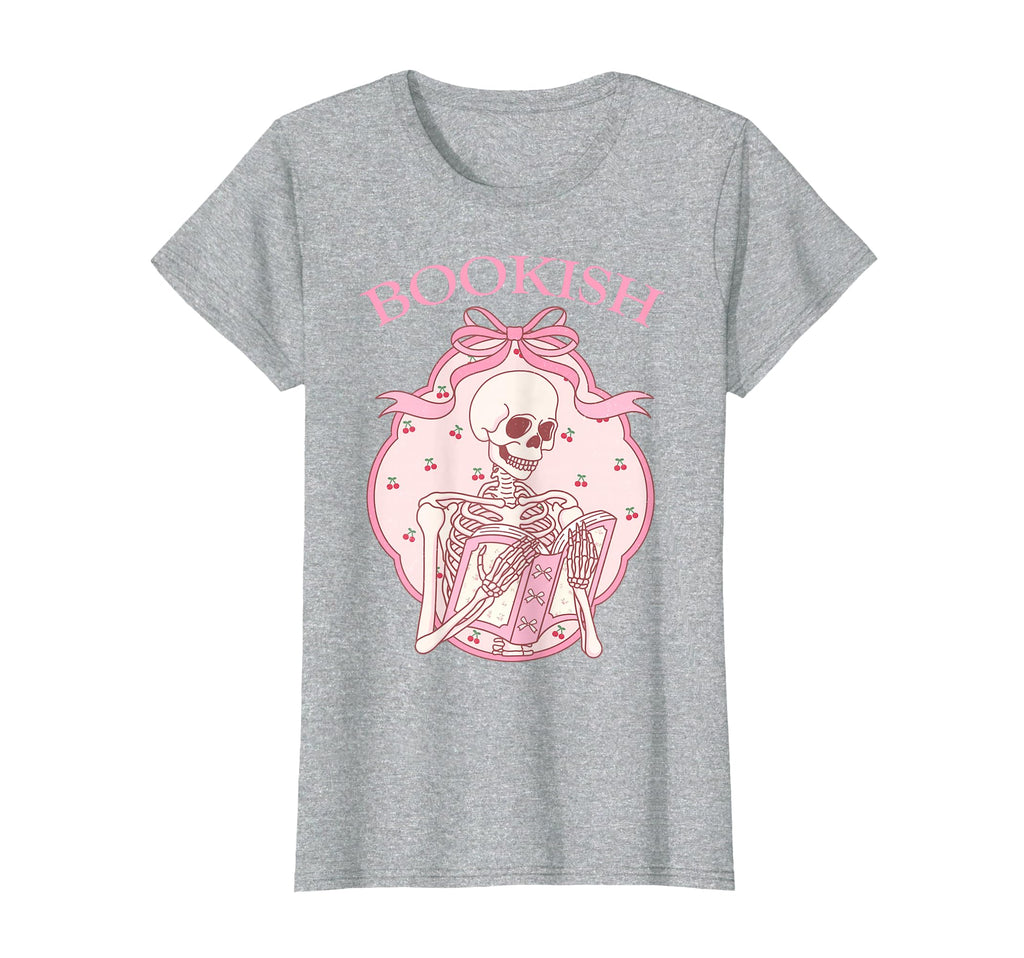 Bookish Book Lover Coquette Skeleton T-Shirt - Custom Art Print Men Women - T-Shirt, Sweatshirt, Hoodie