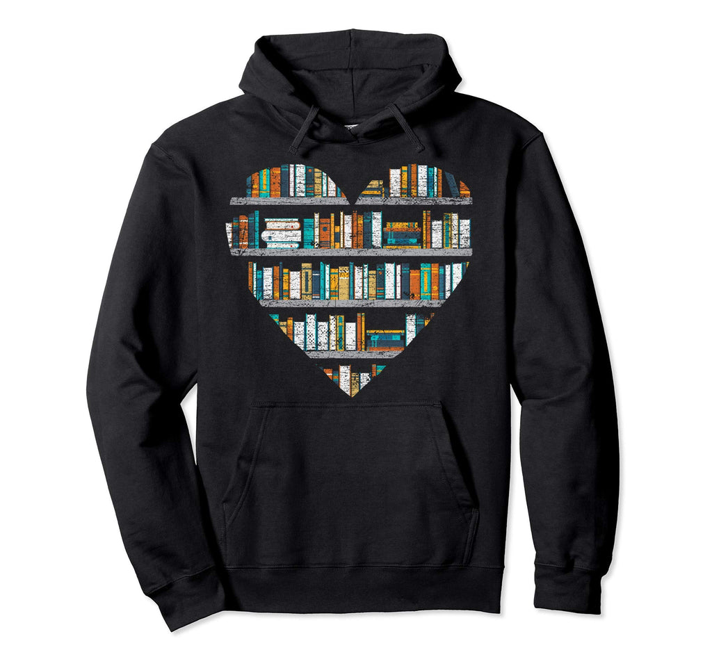 Libary Book Heart Bookworm Hoodie - Fun Novelty Design for Adults - T-Shirt, Sweatshirt, Hoodie