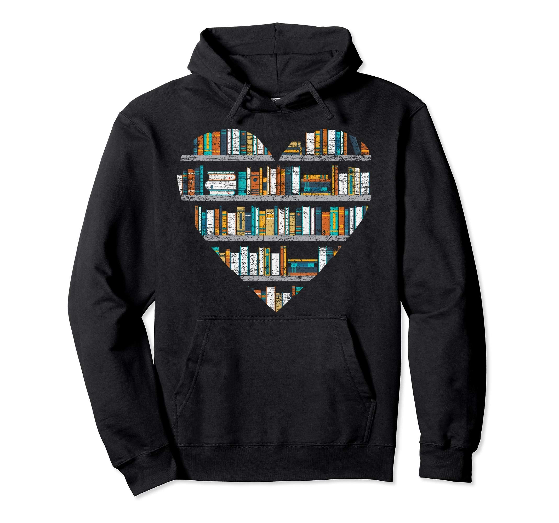 Libary Book Heart Bookworm Hoodie - Fun Novelty Design for Adults - T-Shirt, Sweatshirt, Hoodie