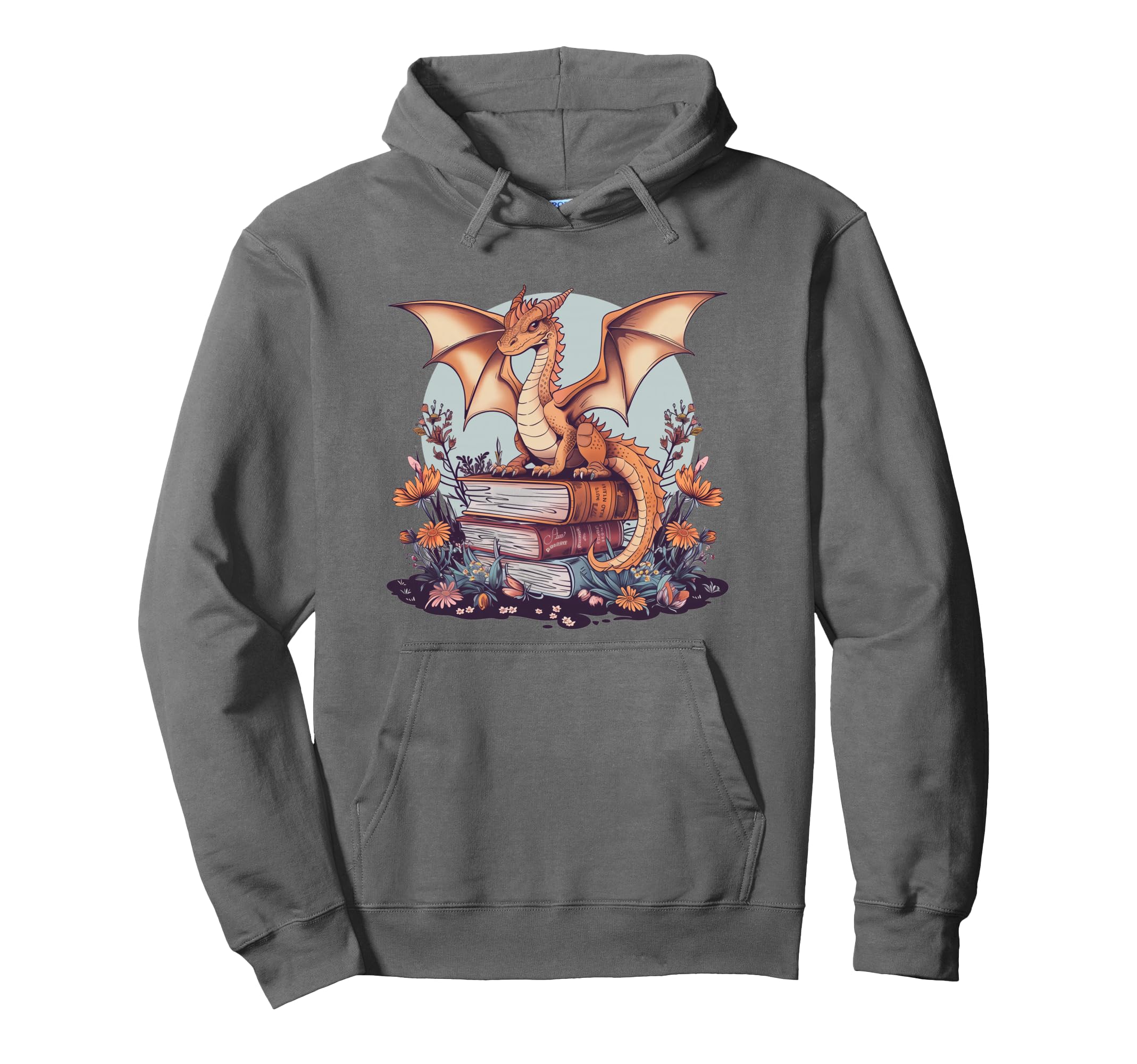 Book Lover Dragon Wildflower Floral Hoodie - Custom Art Print for Adults - T-Shirt, Sweatshirt, Hoodie