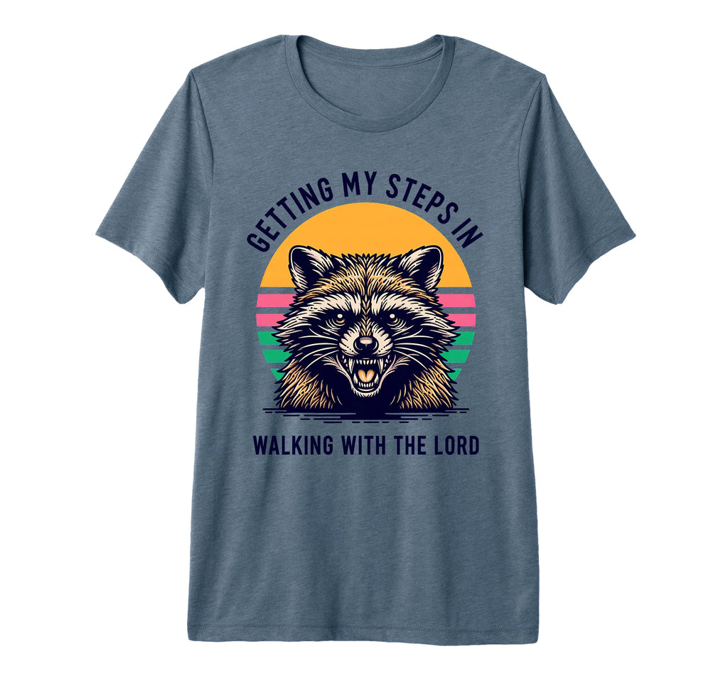 Getting My Steps Walking Lord Raccoon Tri T-Shirt - Trendy Graphic Unisex - T-Shirt, Sweatshirt, Hoodie