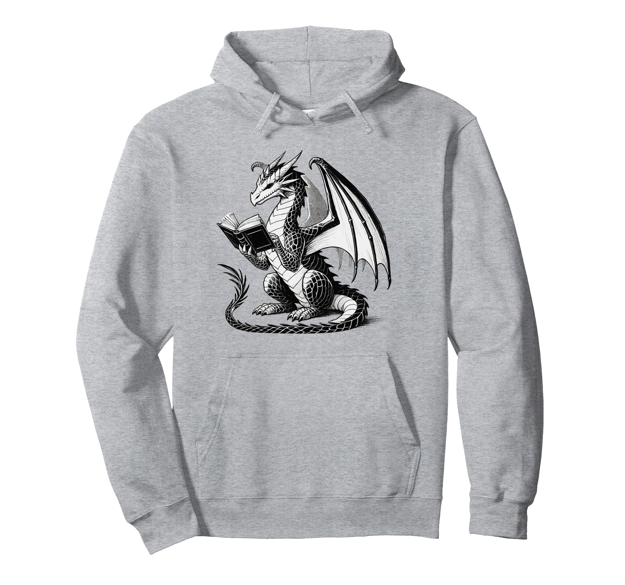 Dragon Reading Book Bookworm Books Hoodie - Aesthetic Graphic for Adults - T-Shirt, Sweatshirt, Hoodie