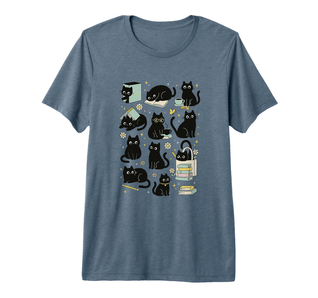 Black Cat Reading Aesthetic Book T-Shirt - Custom Art Print Men Women - T-Shirt, Sweatshirt, Hoodie