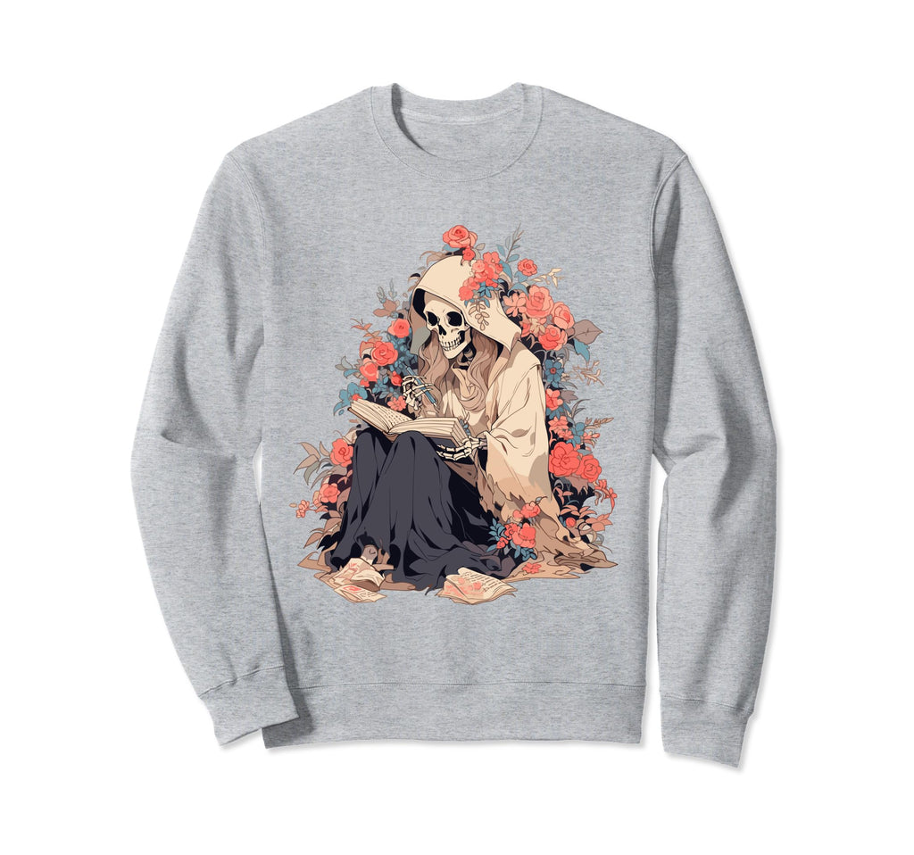 Librarian Boho Skeleton Gothic Sweatshirt - Minimalist Print Men Women - T-Shirt, Sweatshirt, Hoodie