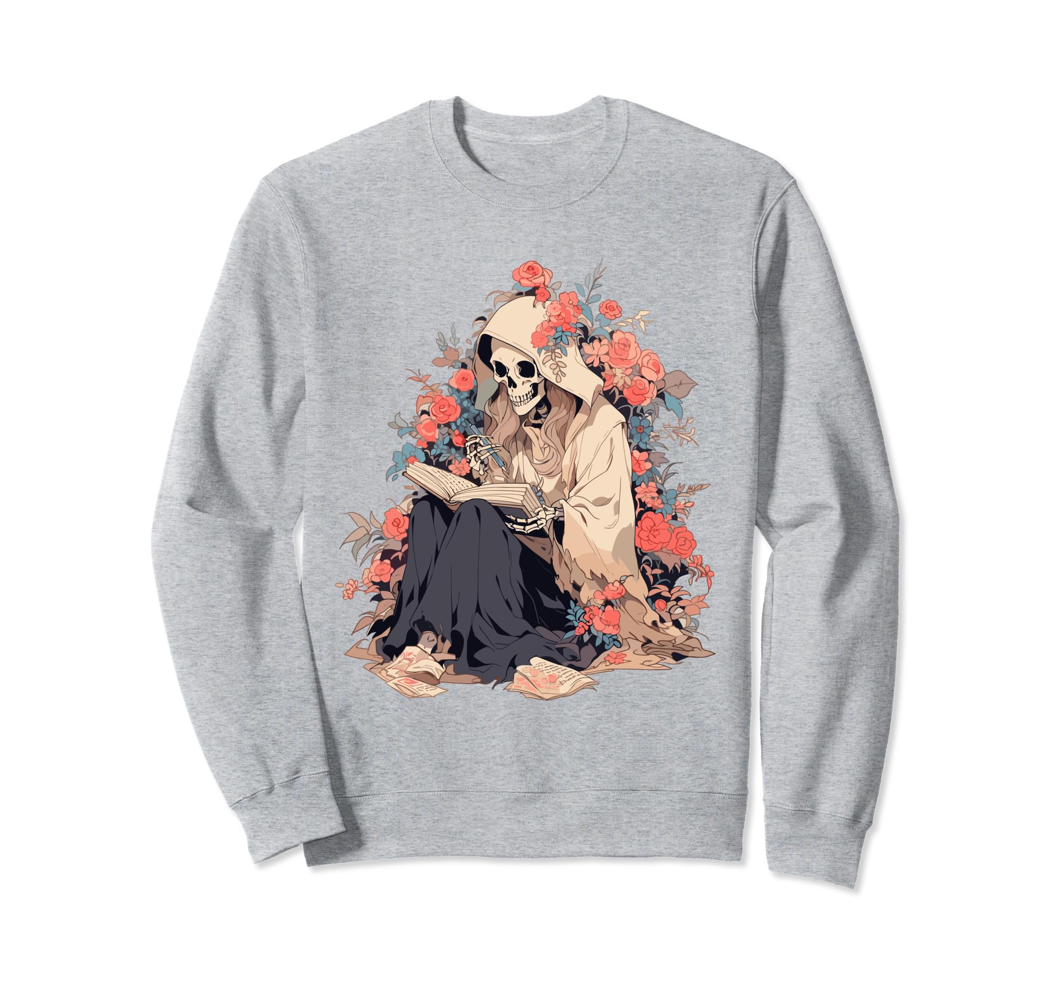 Librarian Boho Skeleton Gothic Sweatshirt - Minimalist Print Men Women - T-Shirt, Sweatshirt, Hoodie