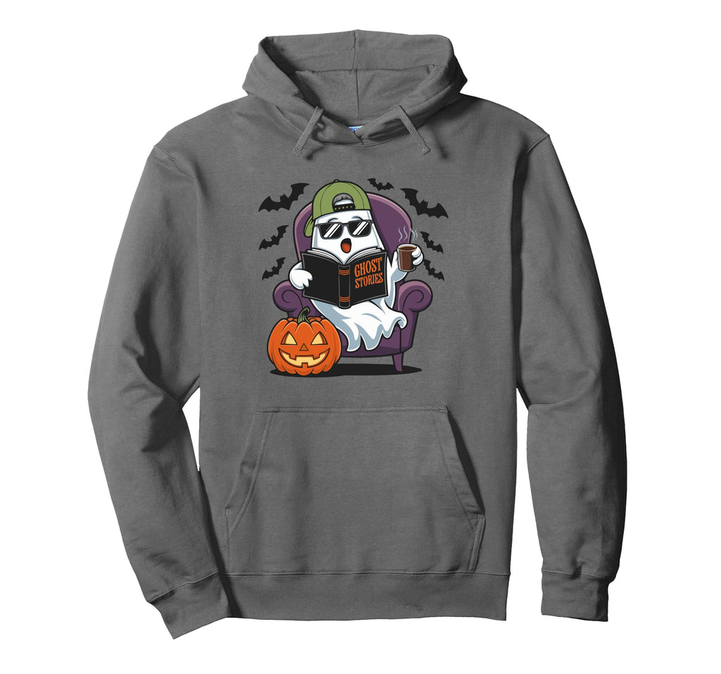 Halloween Ghost Coffee Lovers Book Spooky Hoodie - Minimalist Print Unisex - T-Shirt, Sweatshirt, Hoodie