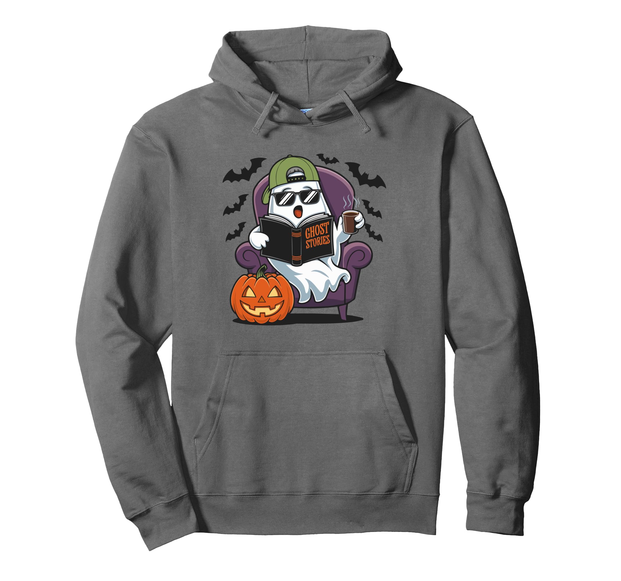 Halloween Ghost Coffee Lovers Book Spooky Hoodie - Minimalist Print Unisex - T-Shirt, Sweatshirt, Hoodie