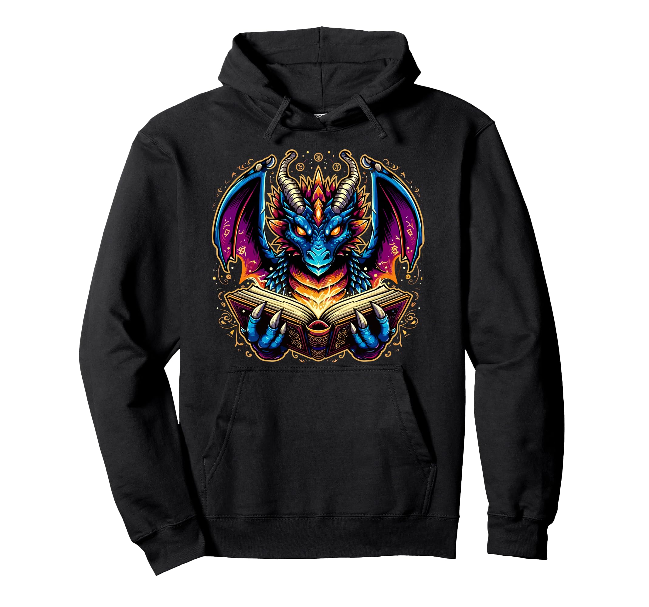Bookworm Dragon Reading Book Lover Hoodie - Minimalist Print Unisex - T-Shirt, Sweatshirt, Hoodie