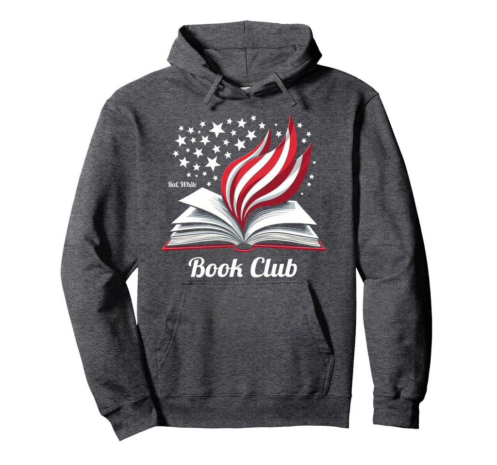 Red White And Book Club Hoodie - Aesthetic Graphic Unisex - T-Shirt, Sweatshirt, Hoodie