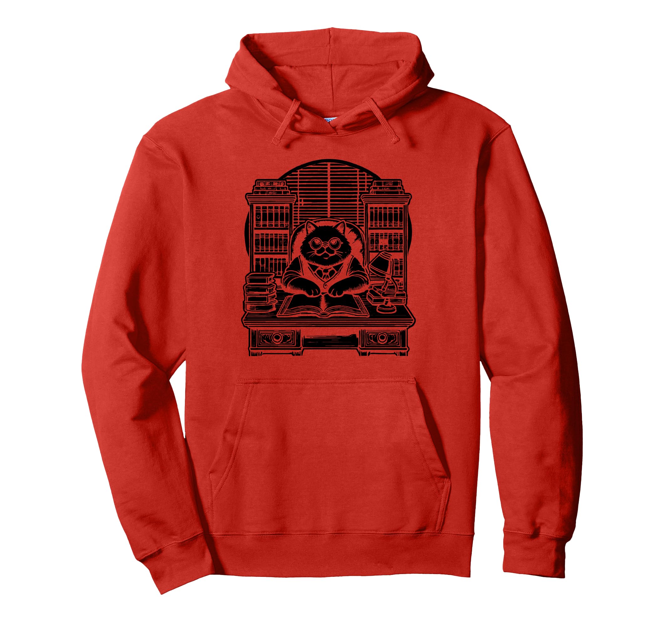 Cat Librarian Library Book Reading Hoodie - Fun Novelty Design Unisex - T-Shirt, Sweatshirt, Hoodie