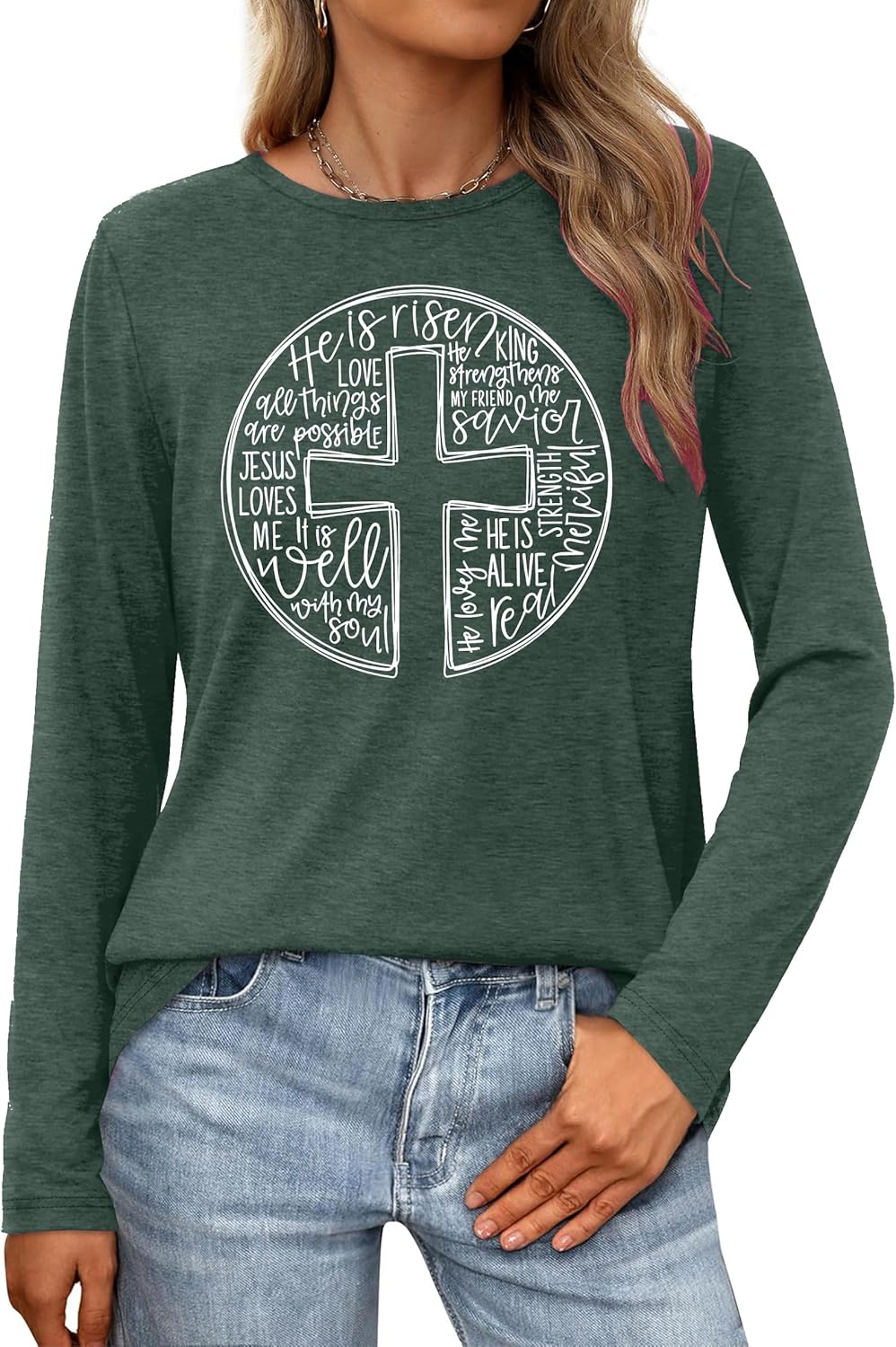 VVNTY Easter Shirts for Women: Happy Easter T Shirt Long Sleeve Bunny Graphic Tee Shirt Spring Casual Tops - T-Shirt, Sweatshirt, Hoodie